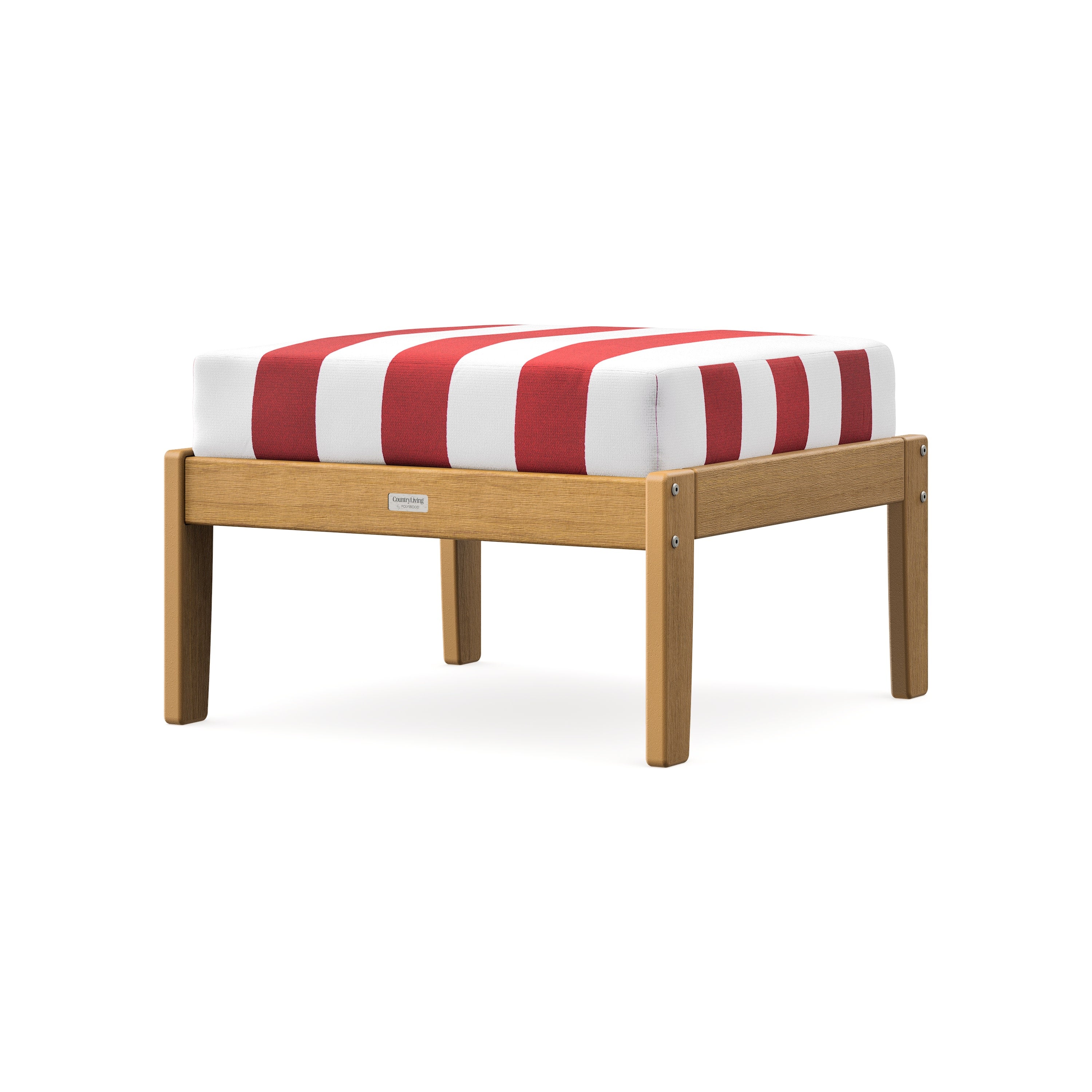 Cottage Deep Seating Ottoman in Natural / Cabana Stripe Crimson