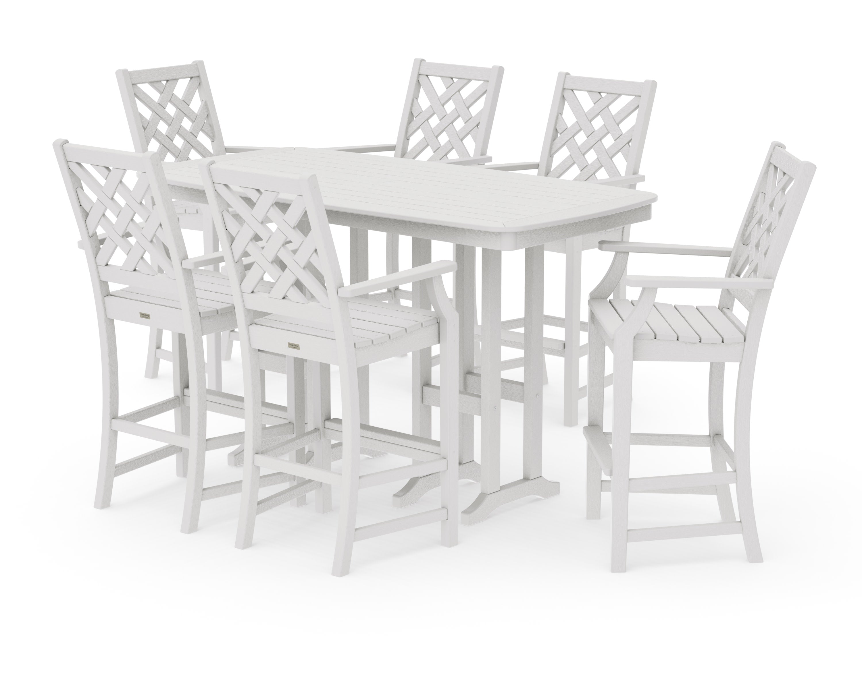 Wovendale Arm Chair 7-Piece Bar Set in Vintage White