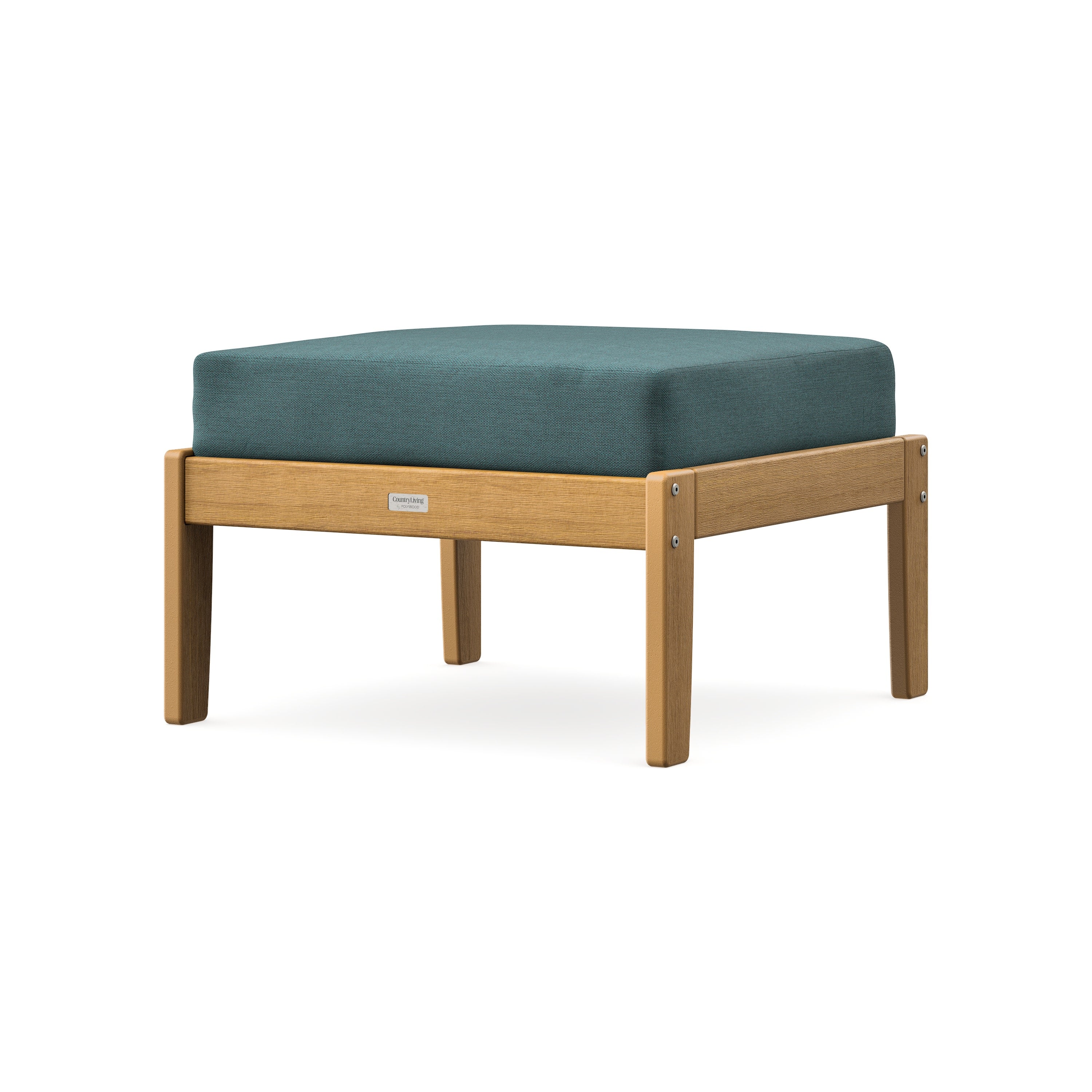 Cottage Deep Seating Ottoman in Natural / Ocean Teal