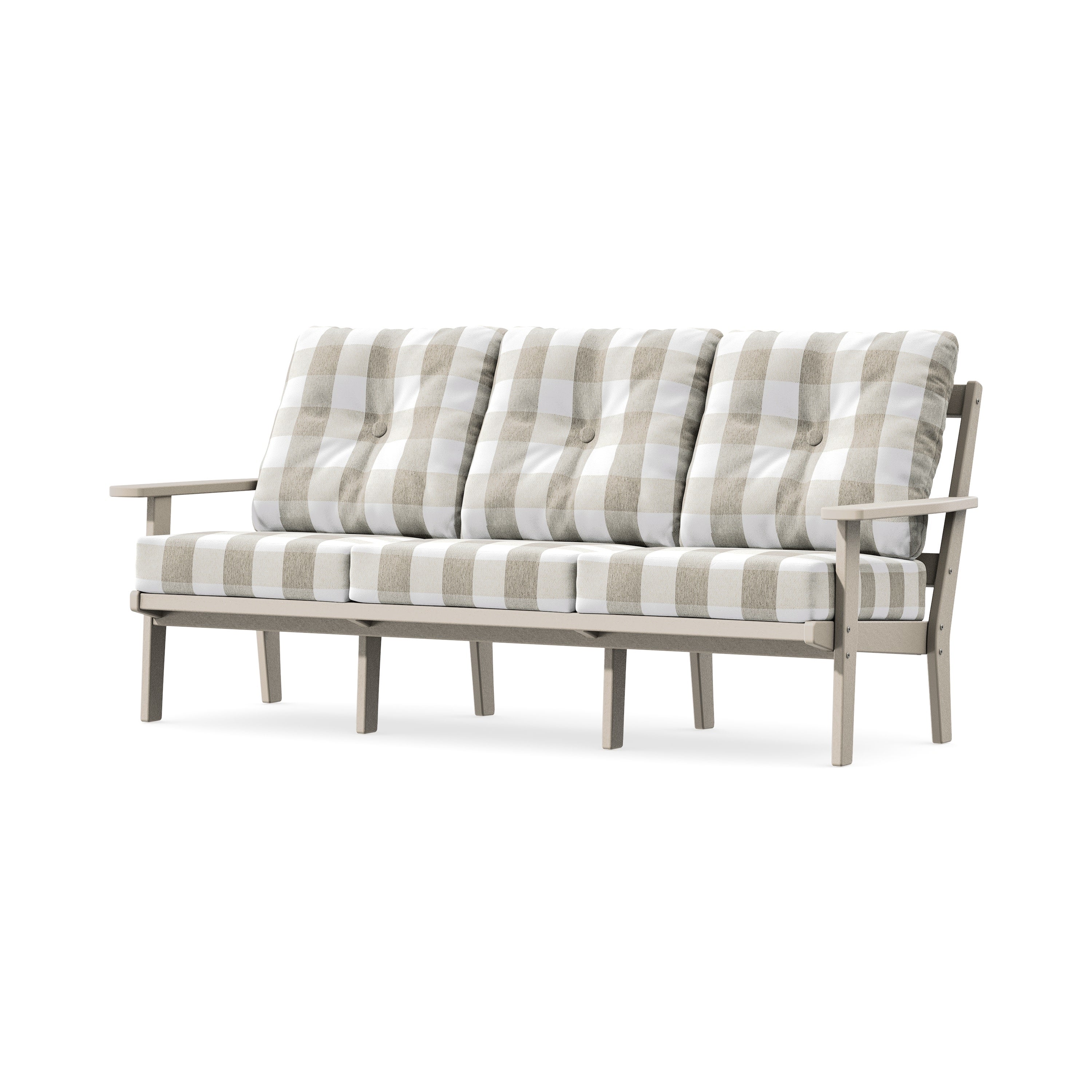 PrairieDeep Seating Sofa in Sand / Buffalo Plaid Dune Burlap
