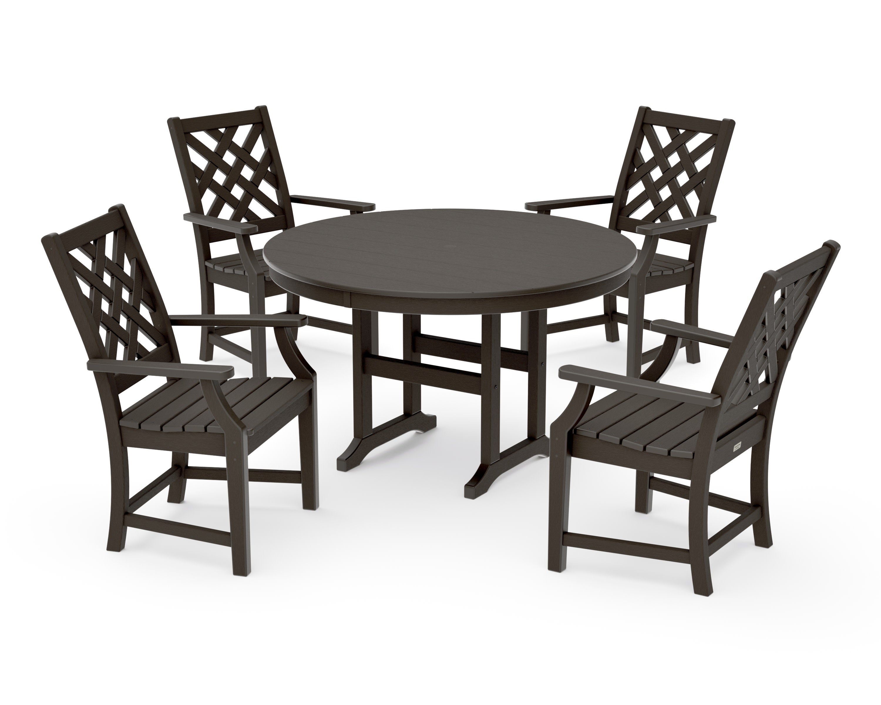 Wovendale 5-Piece Round Farmhouse Dining Set in Vintage Coffee