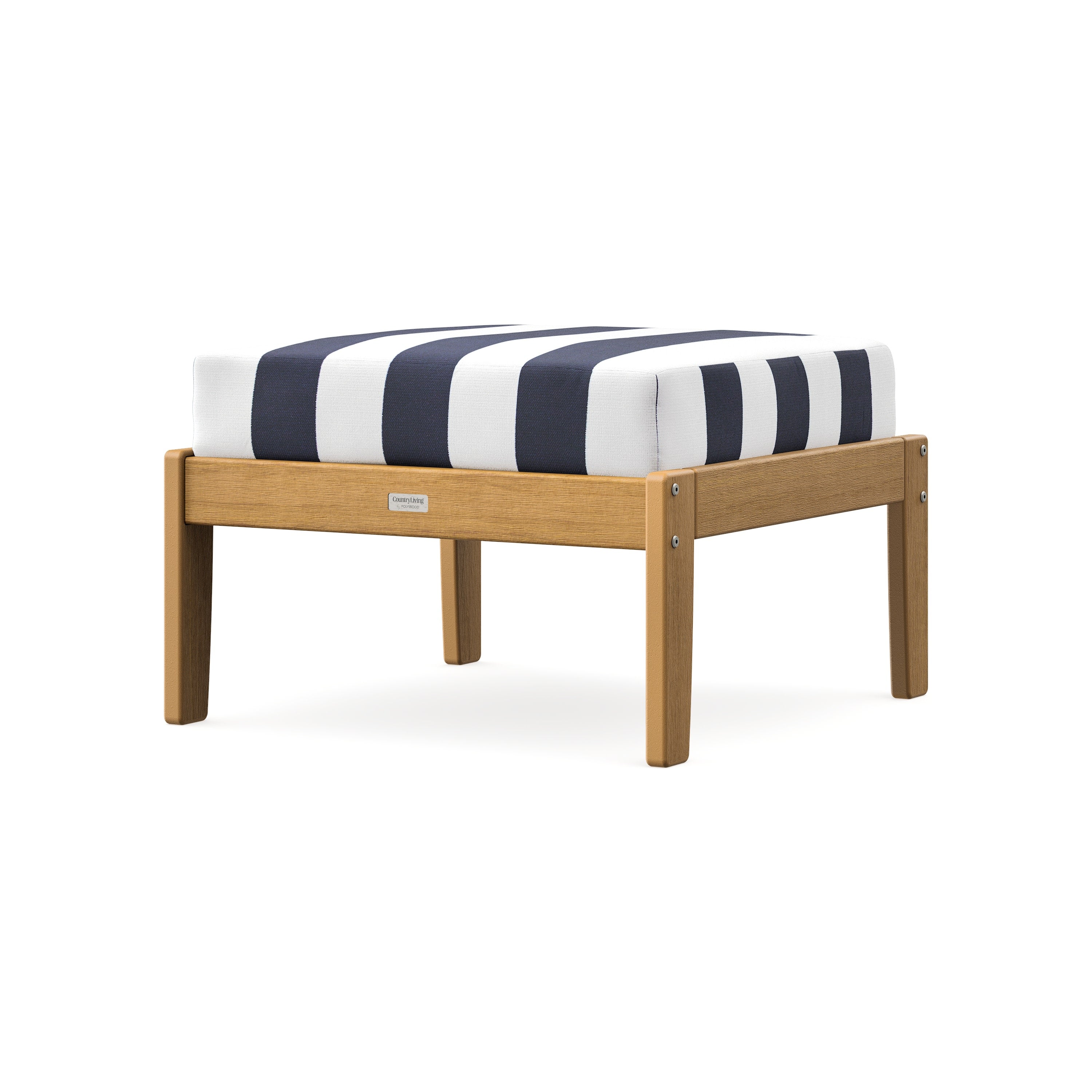 Cottage Deep Seating Ottoman in Natural / Cabana Stripe Navy