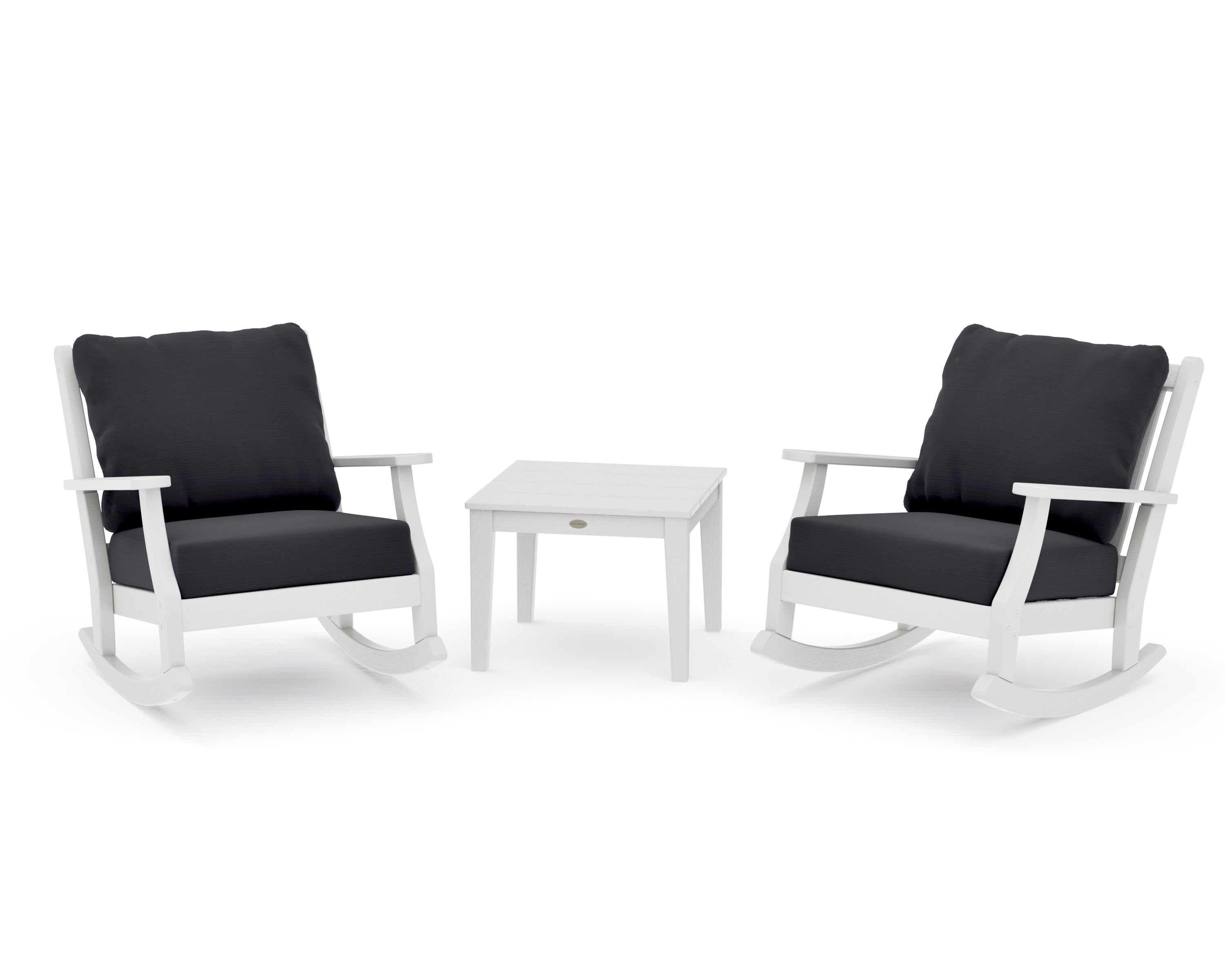 Wovendale 3-Piece Deep Seating Rocker Set in Vintage White / Midnight Linen