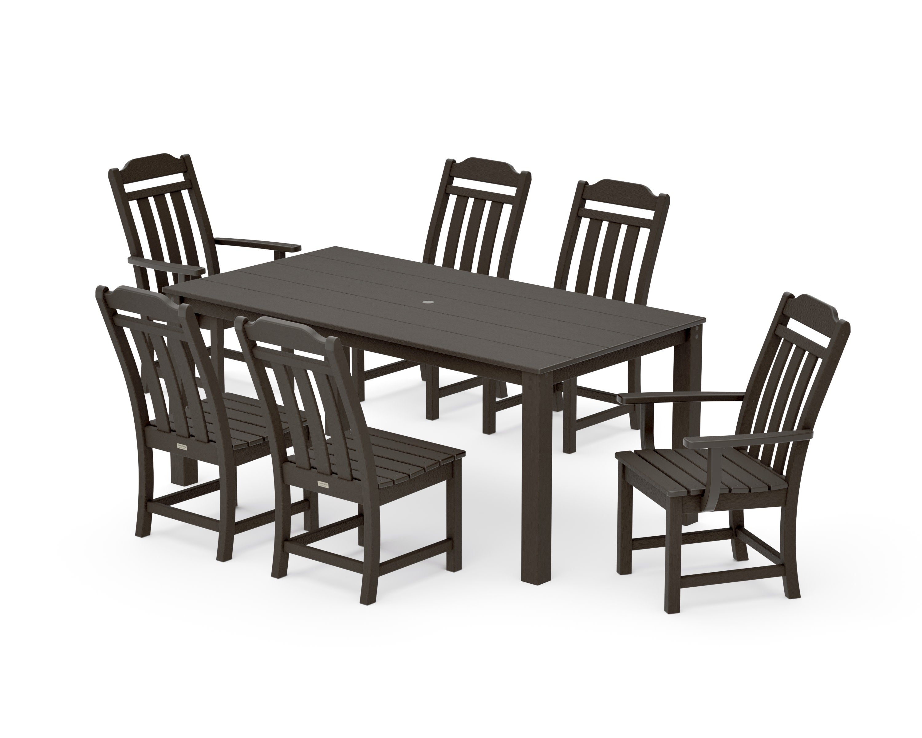Cottage 7-Piece Parsons Dining Set in Vintage Coffee
