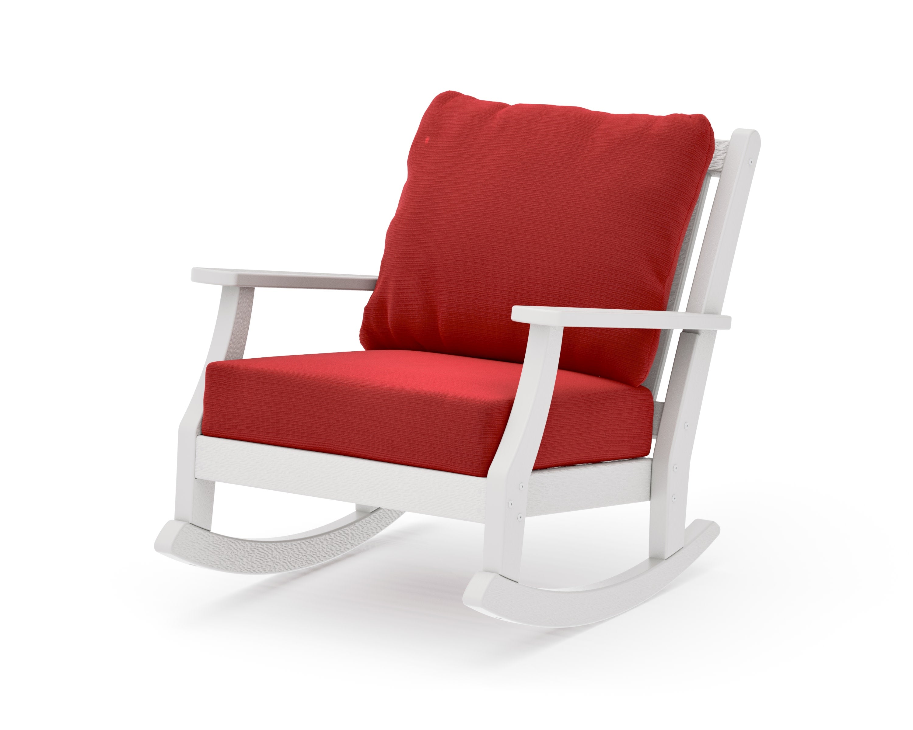 Wovendale Deep Seating Rocking Chair in Vintage White / Crimson Linen