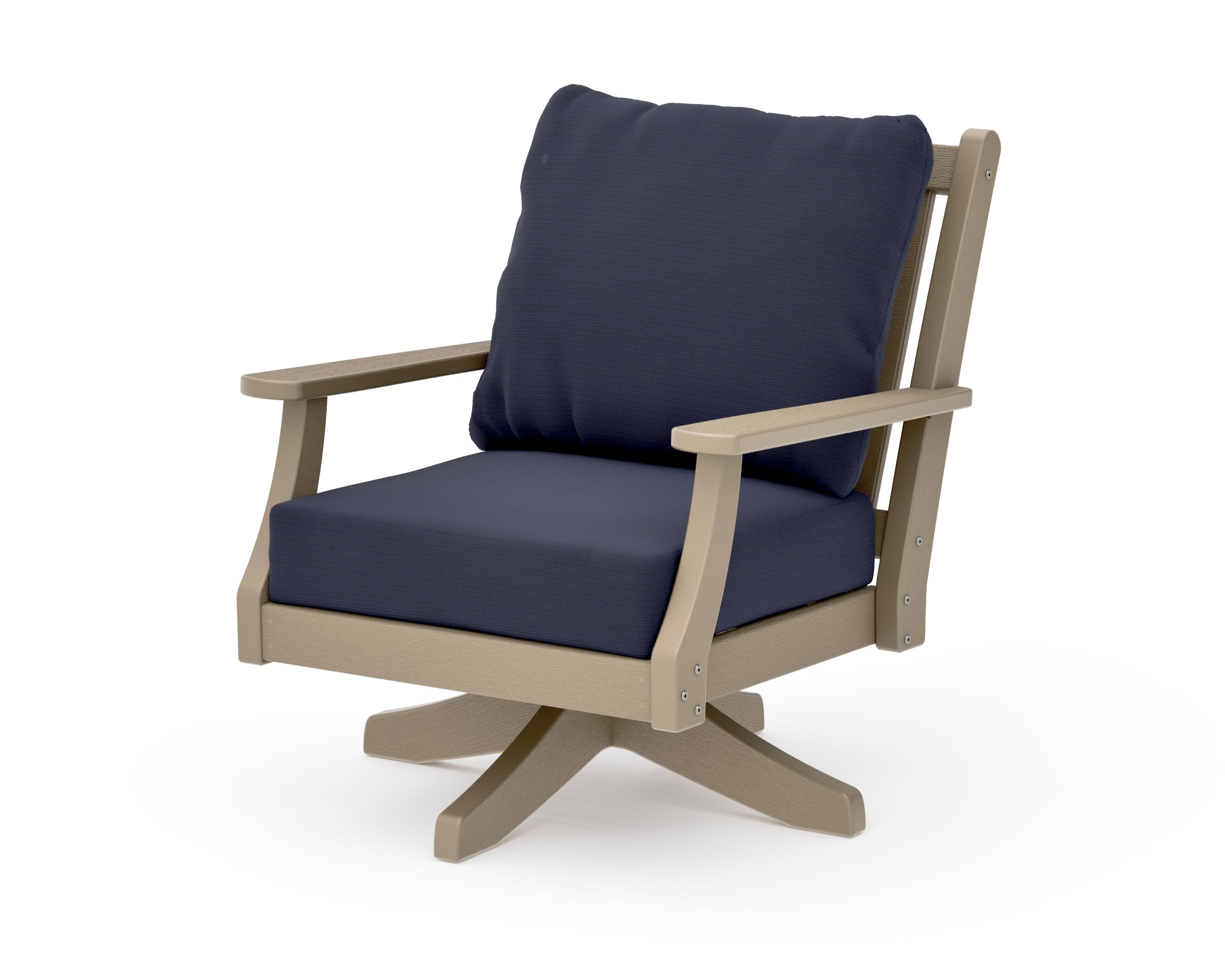 Wovendale Deep Seating Swivel Chair in Vintage Sahara / Navy Linen