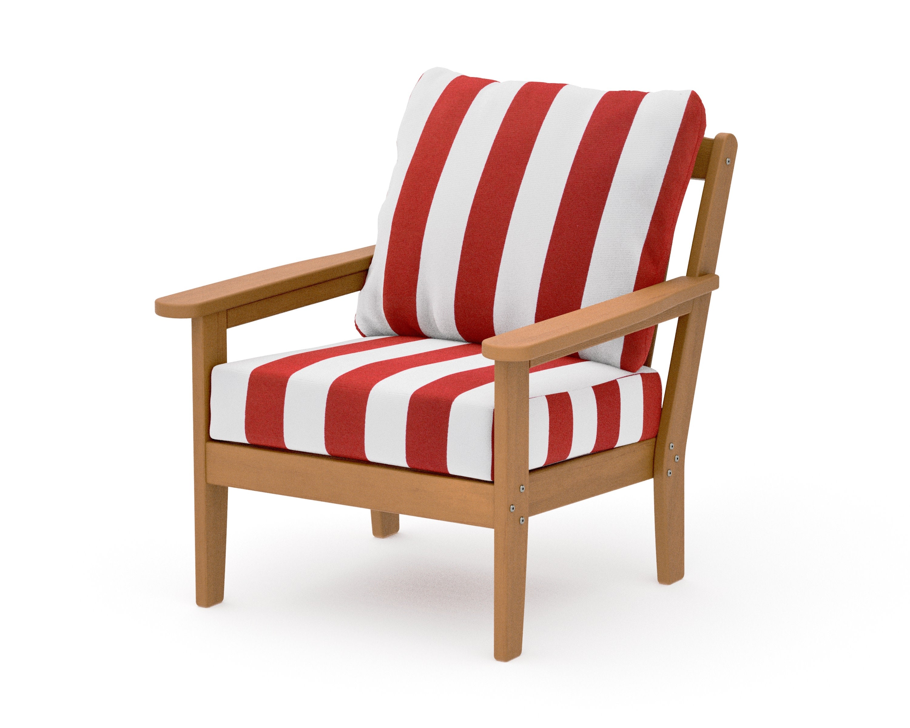 Cottage Deep Seating Chair in Natural / Cabana Stripe Crimson