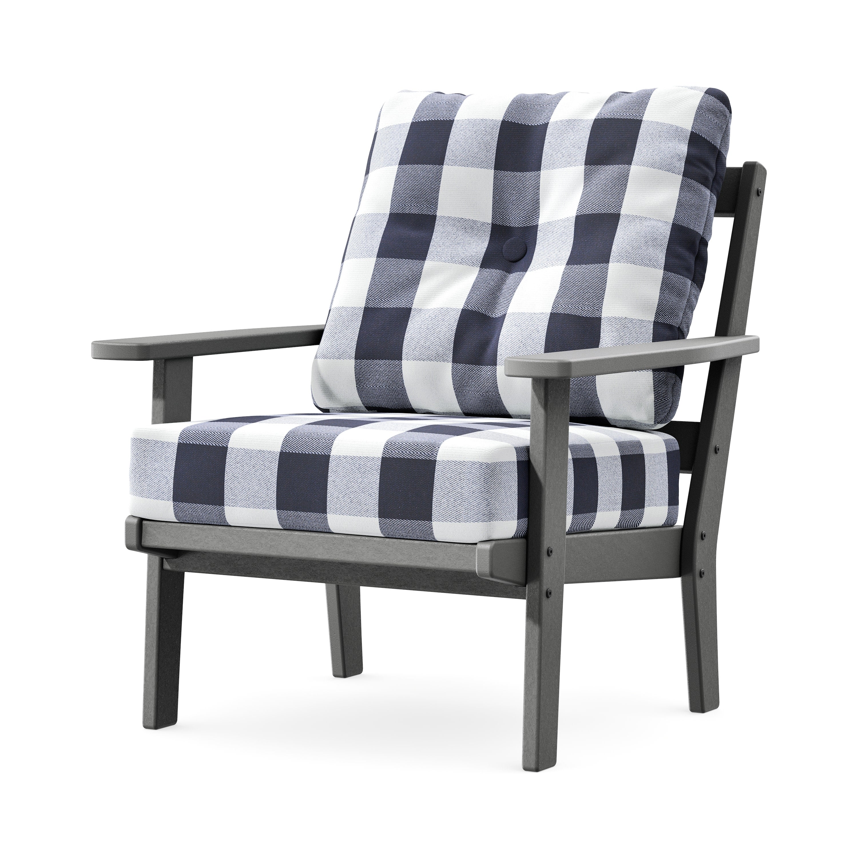 Prairie Deep Seating Chair in Slate Grey / Buffalo Plaid Navy