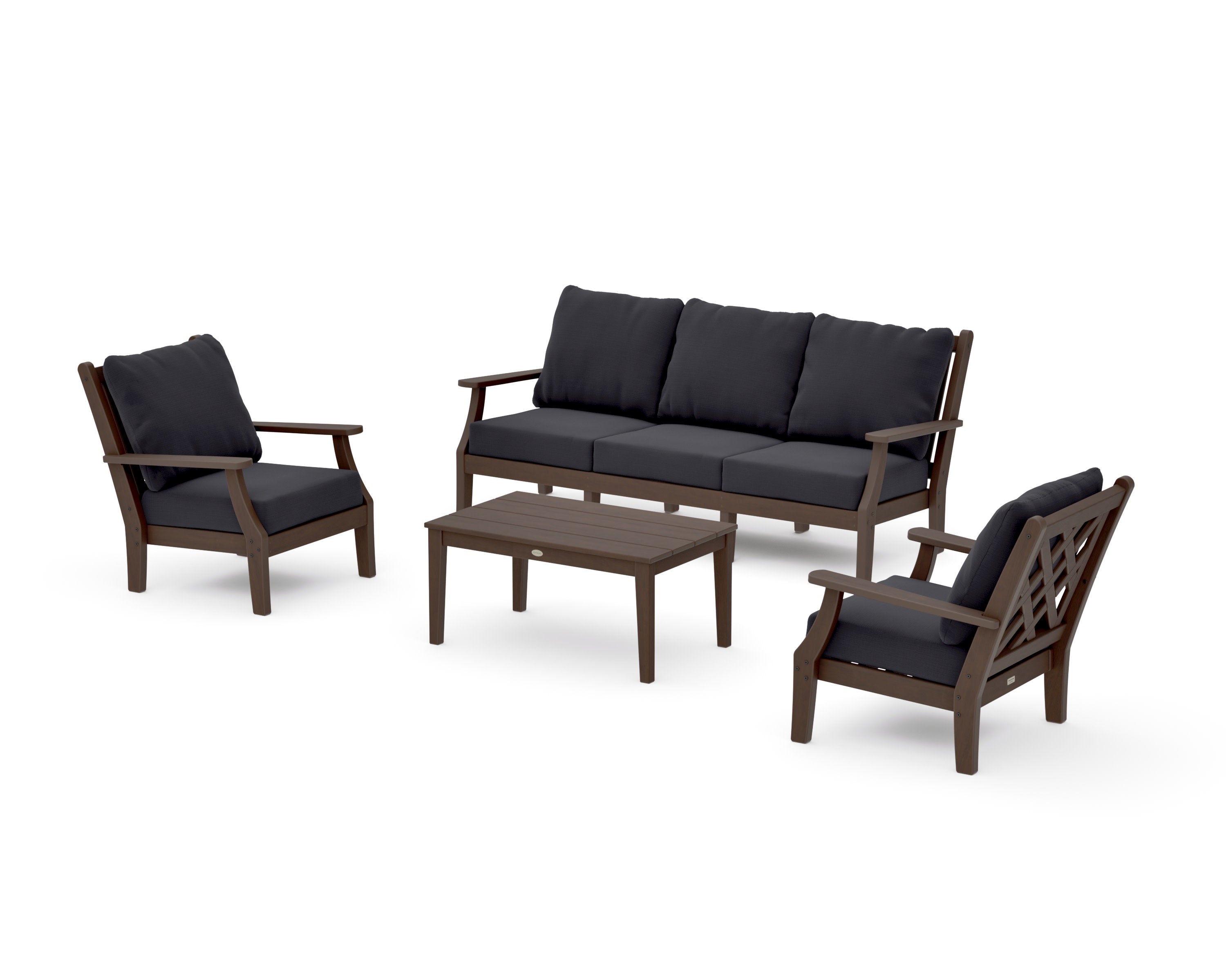 Wovendale 4-Piece Deep Seating Set with Sofa in Kona / Midnight Linen