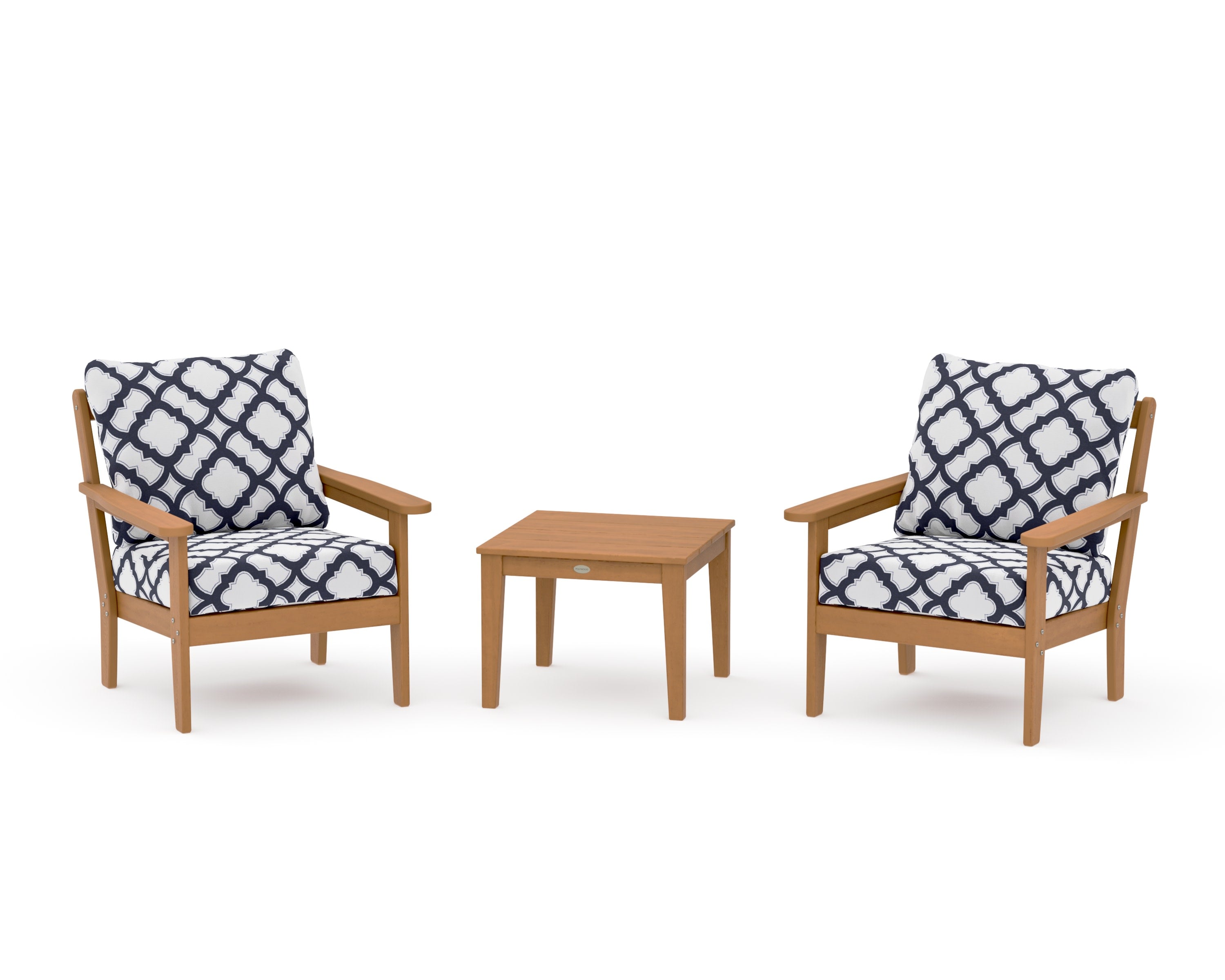 Cottage 3-Piece Deep Seating Set in Natural / Trellis Navy