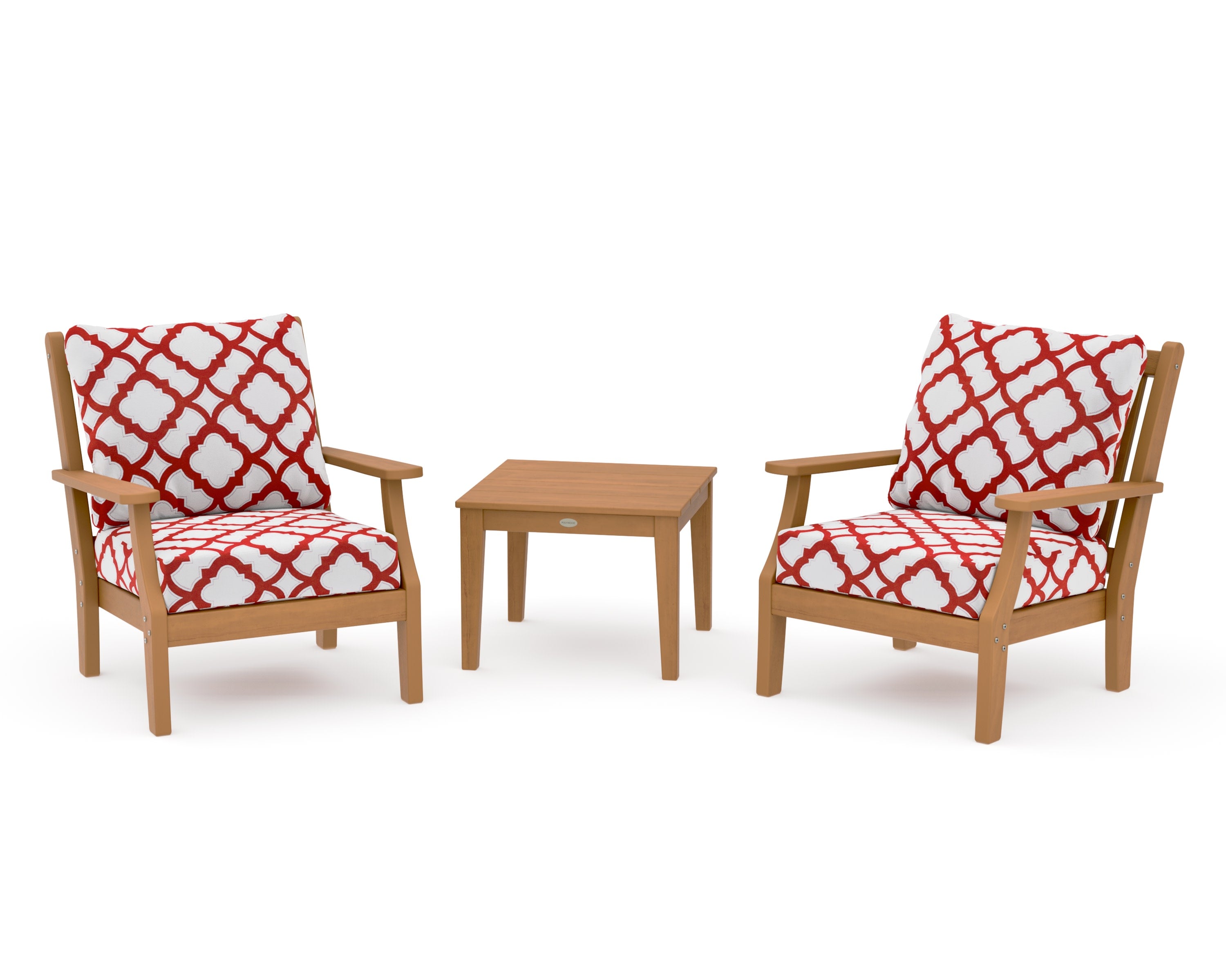 Wovendale 3-Piece Deep Seating Set in Natural / Trellis Crimson