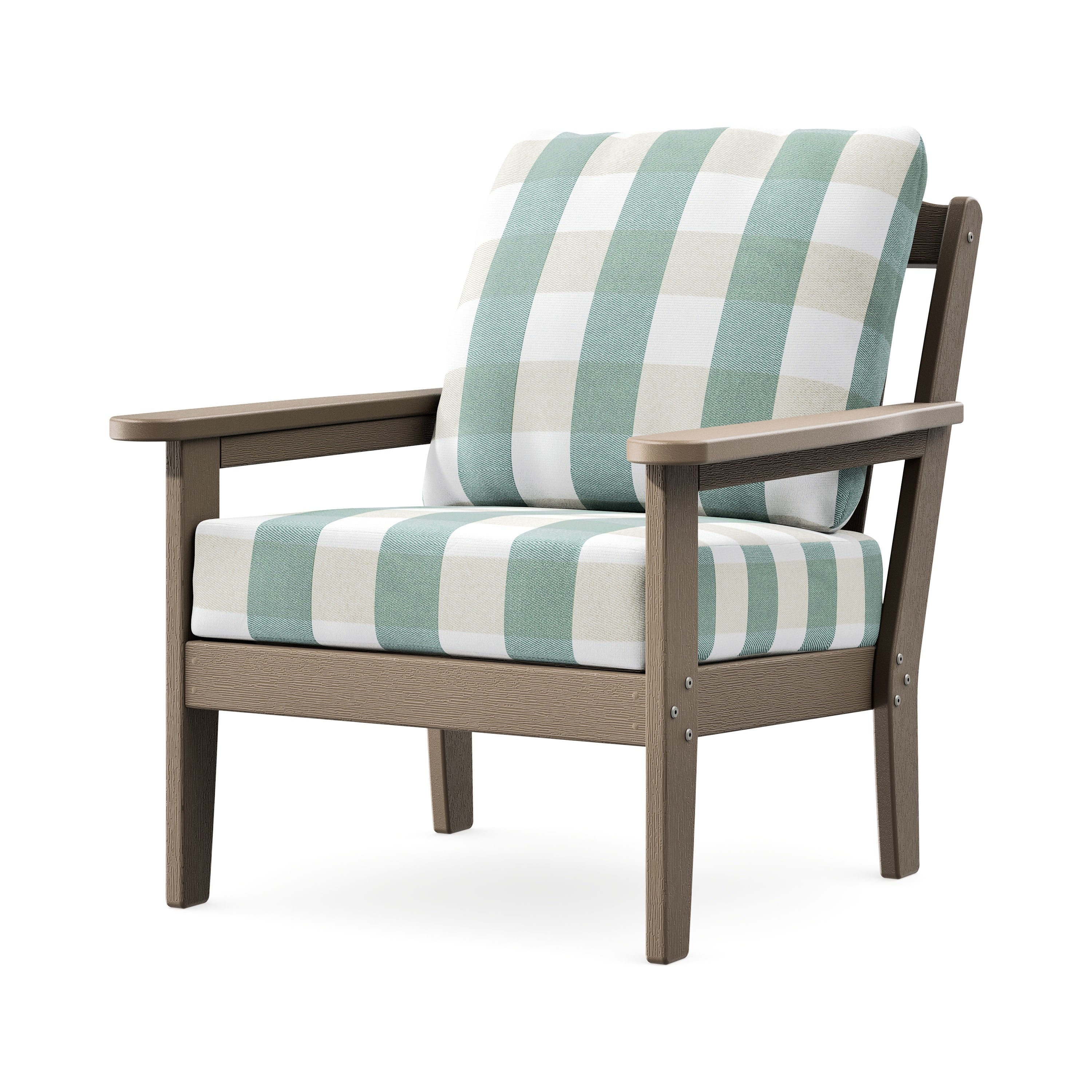 Cottage Deep Seating Chair in Vintage Sahara / Buffalo Plaid Glacier Spa
