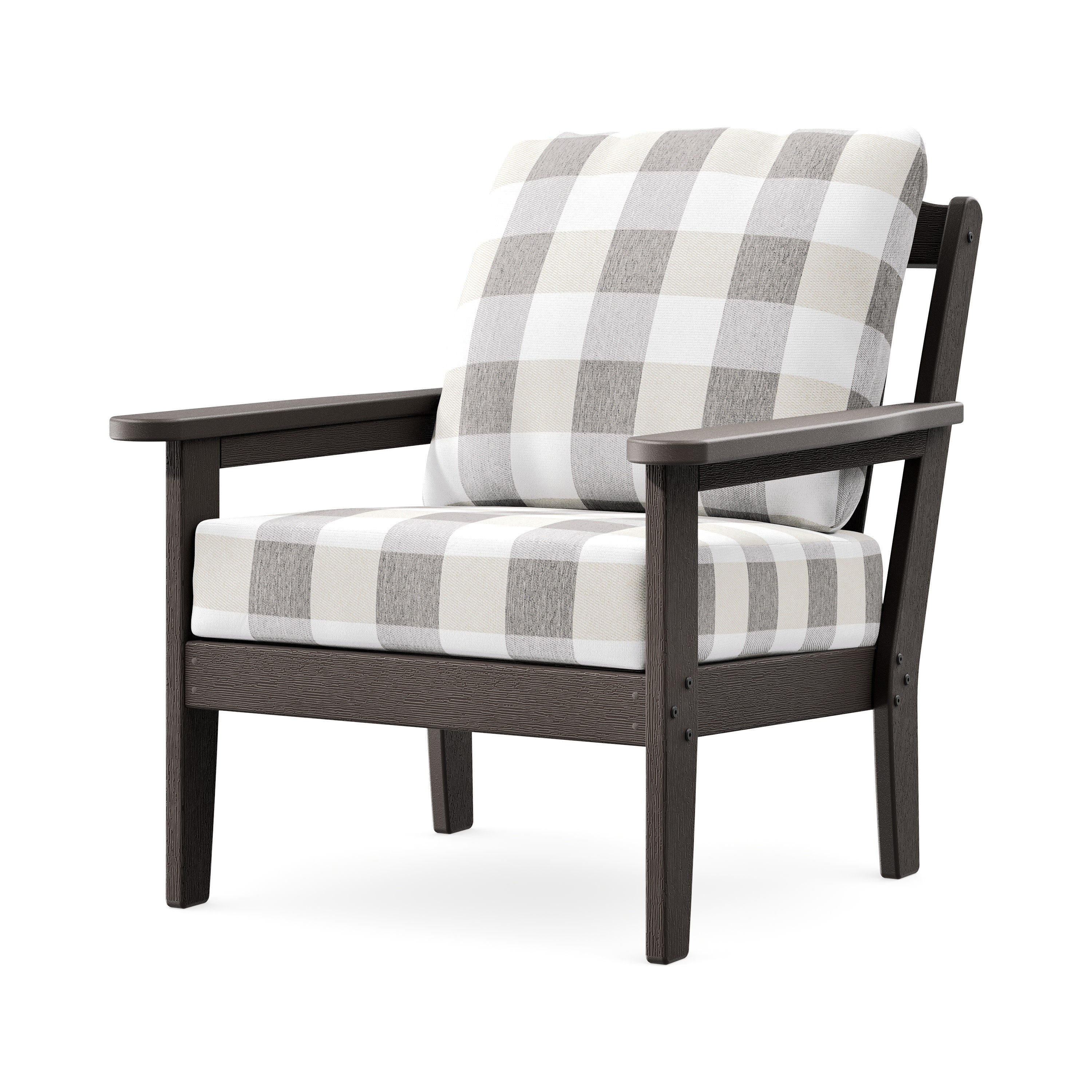 Cottage Deep Seating Chair in Vintage Coffee / Buffalo Plaid Grey Mist