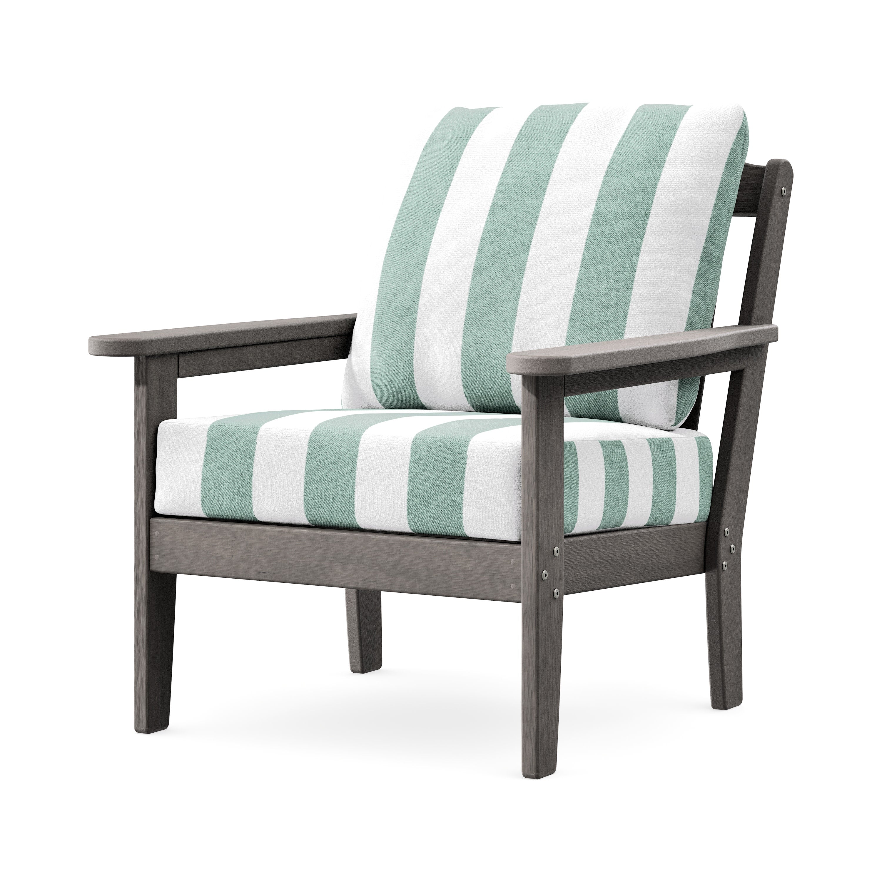 Cottage Deep Seating Chair in Driftwood / Cabana Stripe Glacier Spa