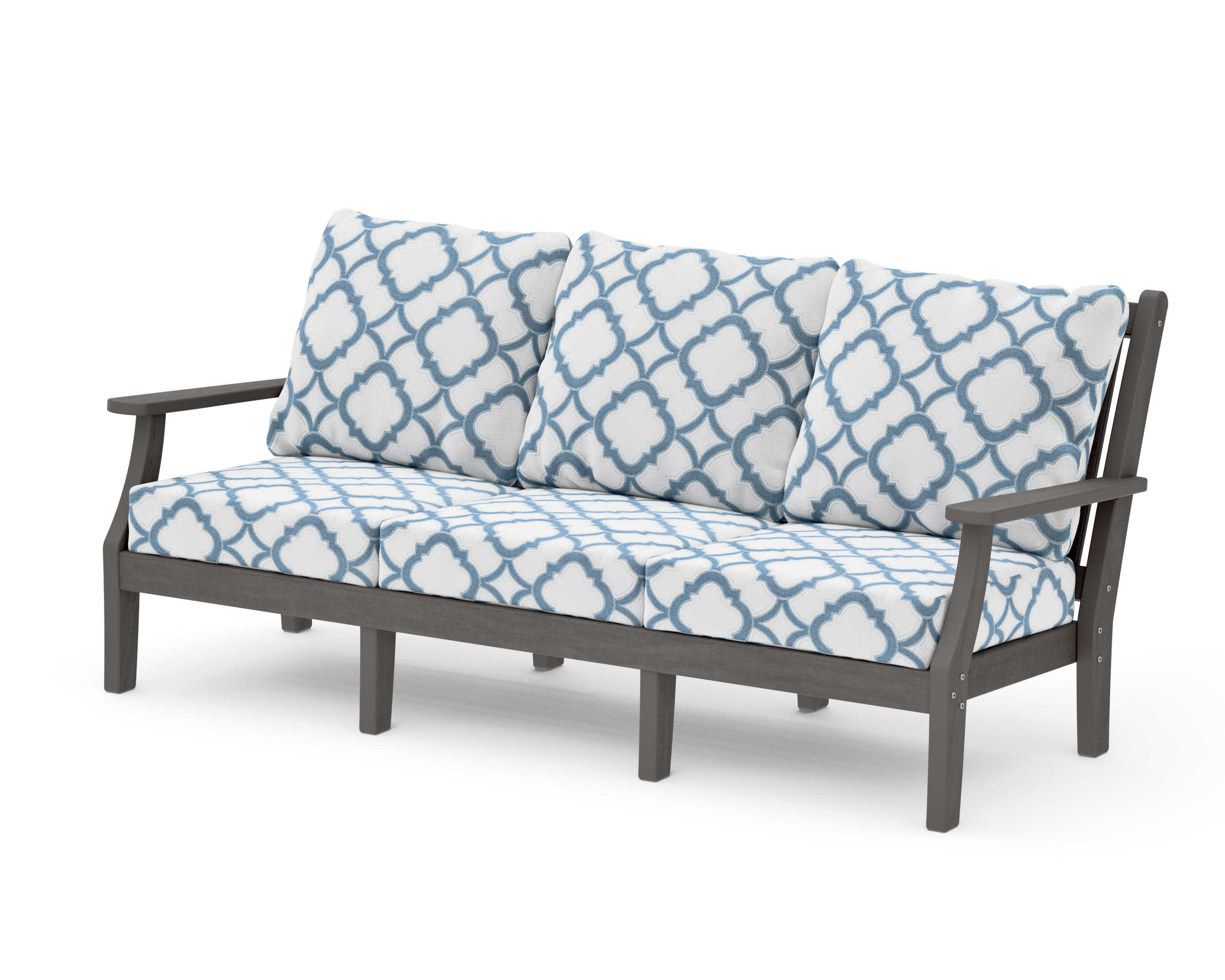 Wovendale Deep Seating Sofa in Driftwood / Trellis Sky Blue