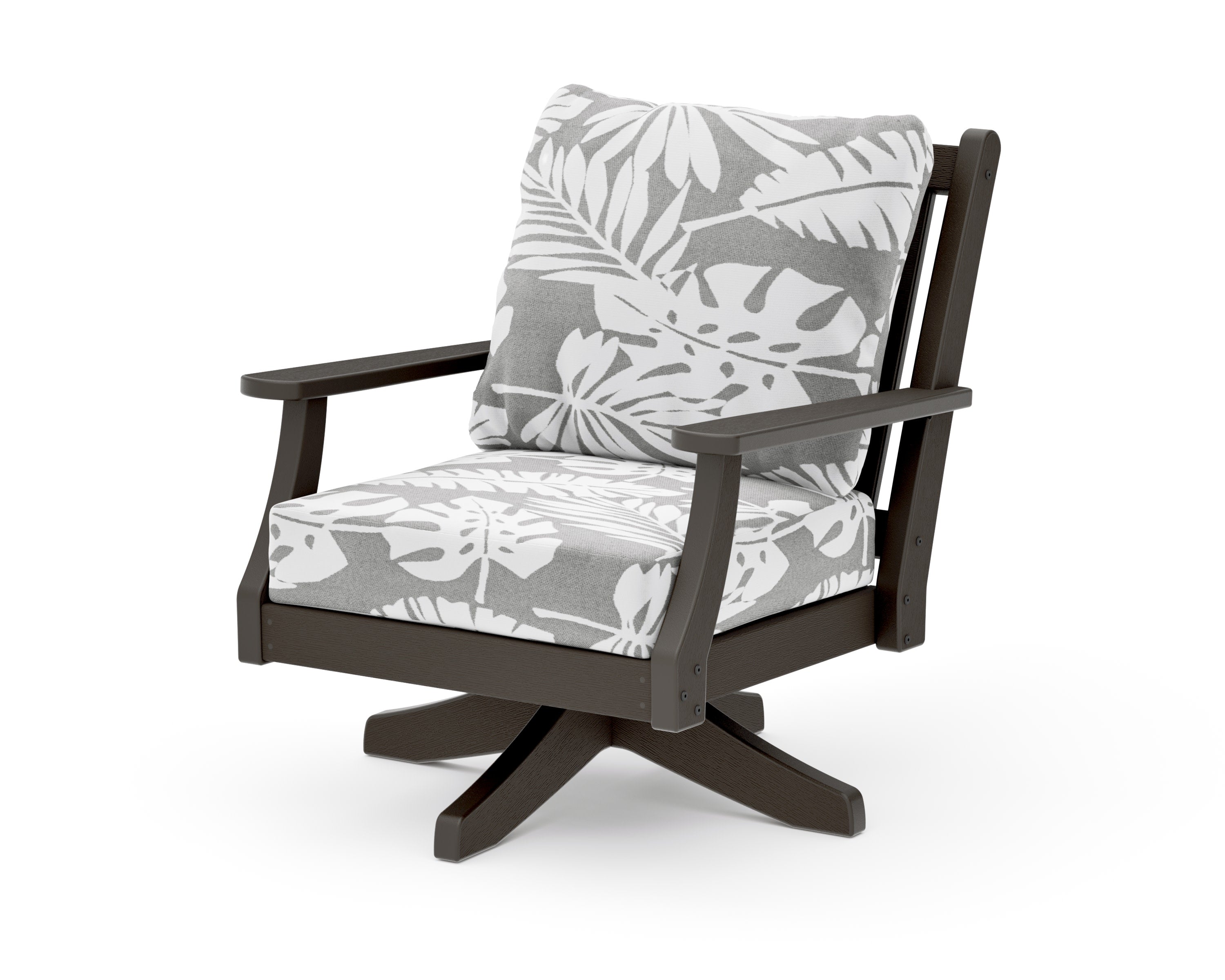 Wovendale Deep Seating Swivel Chair in Vintage Coffee / Leaf Grey Mist