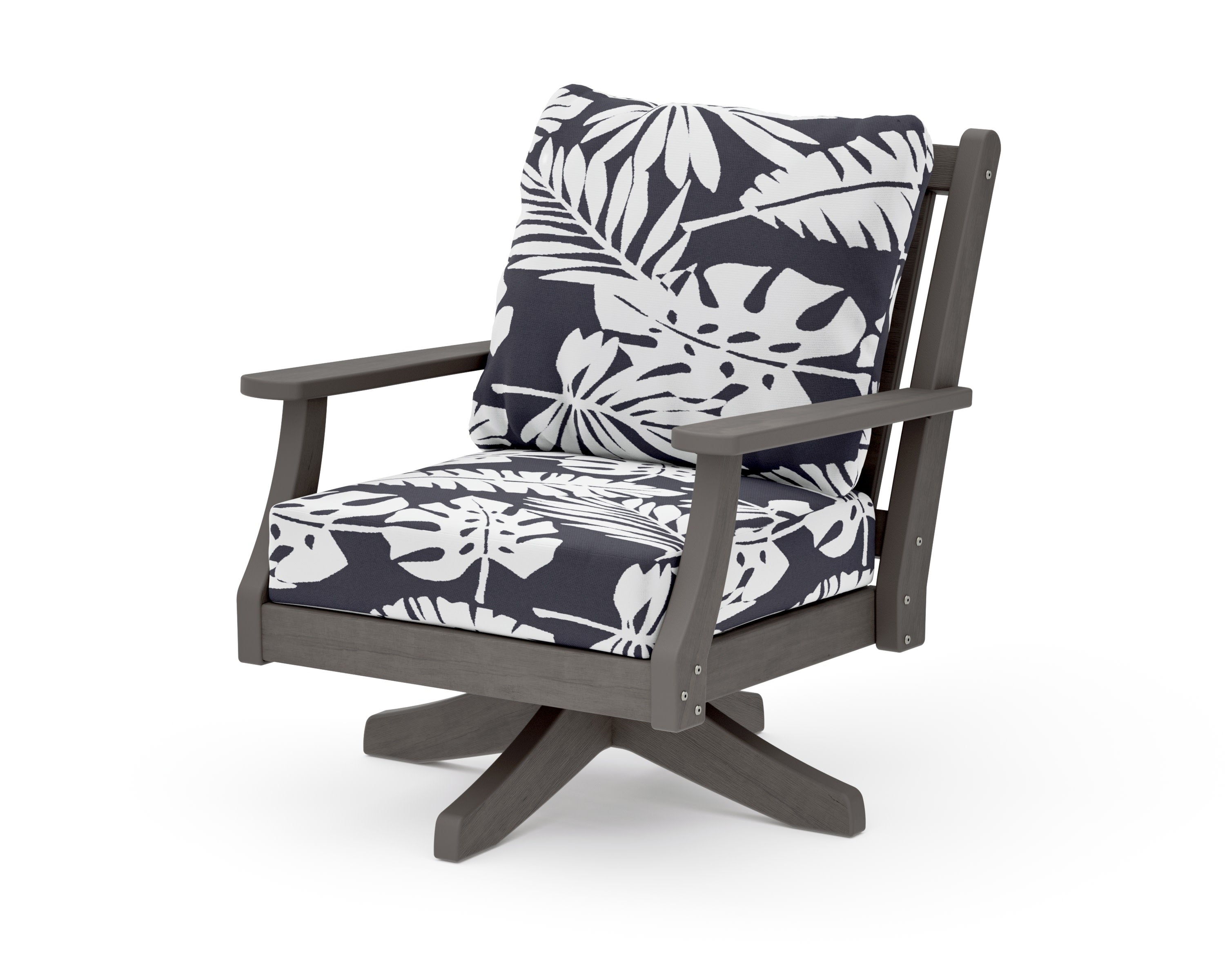 Wovendale Deep Seating Swivel Chair in Driftwood / Leaf Navy