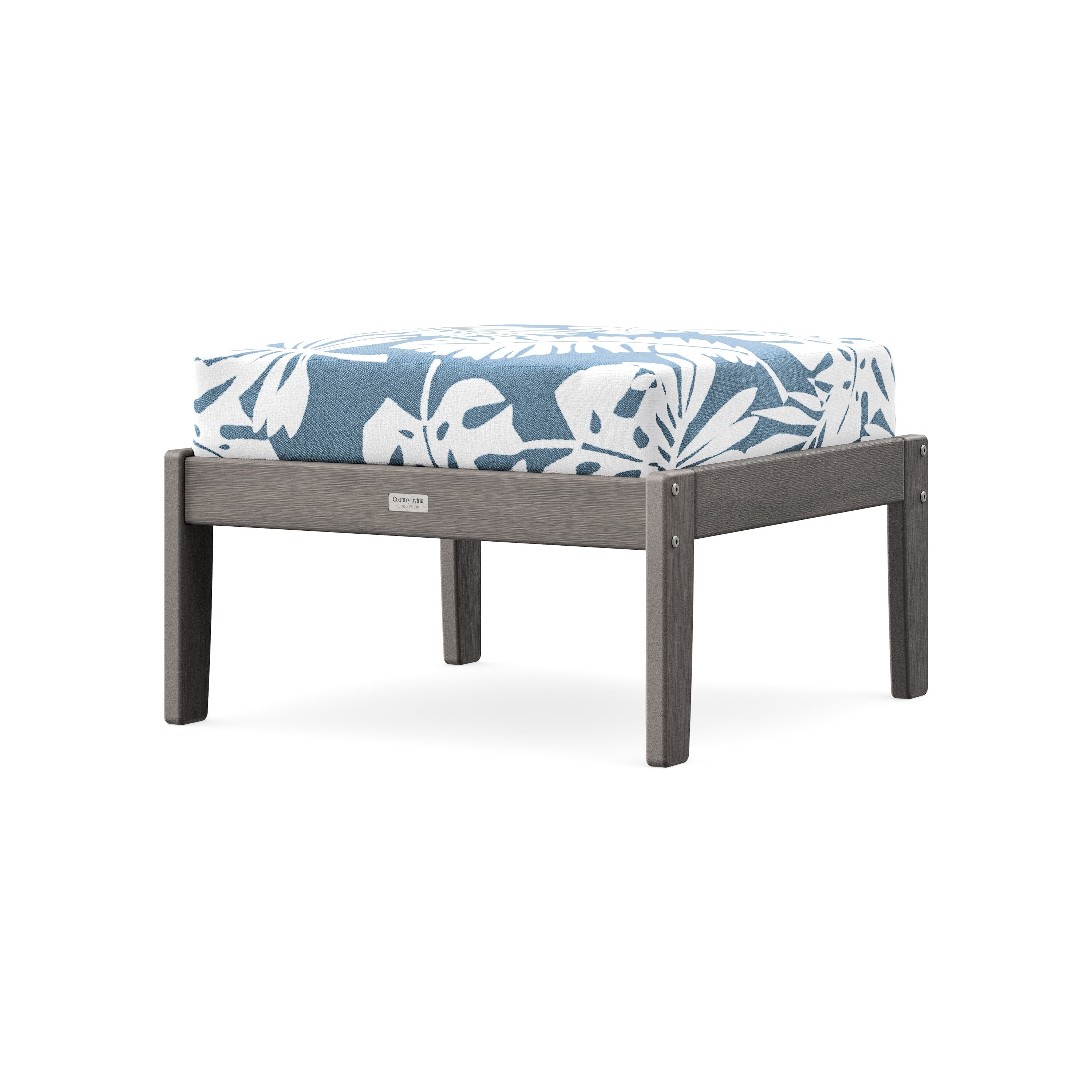 Cottage Deep Seating Ottoman in Driftwood / Leaf Sky Blue