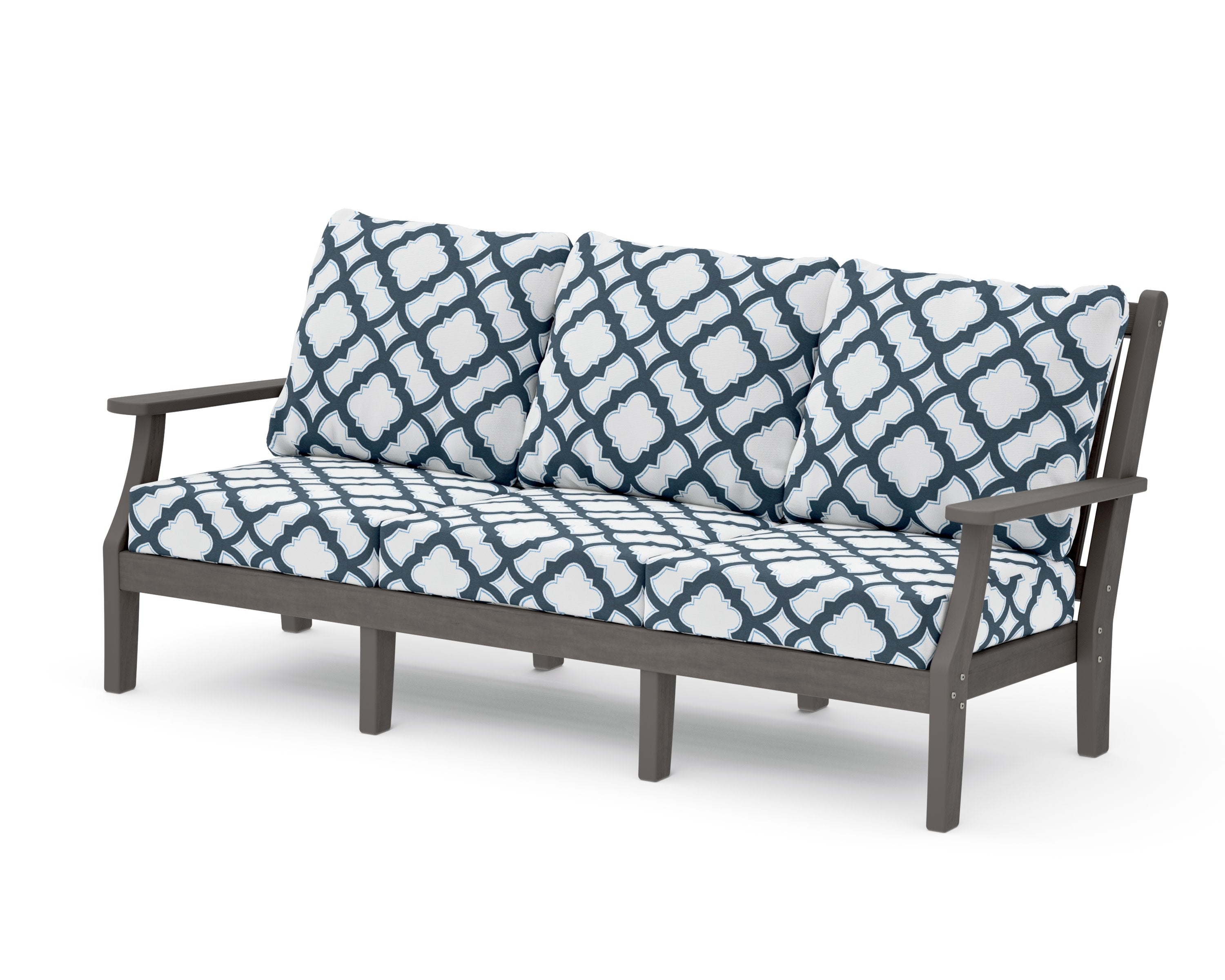 Wovendale Deep Seating Sofa in Driftwood / Trellis Marine Indigo