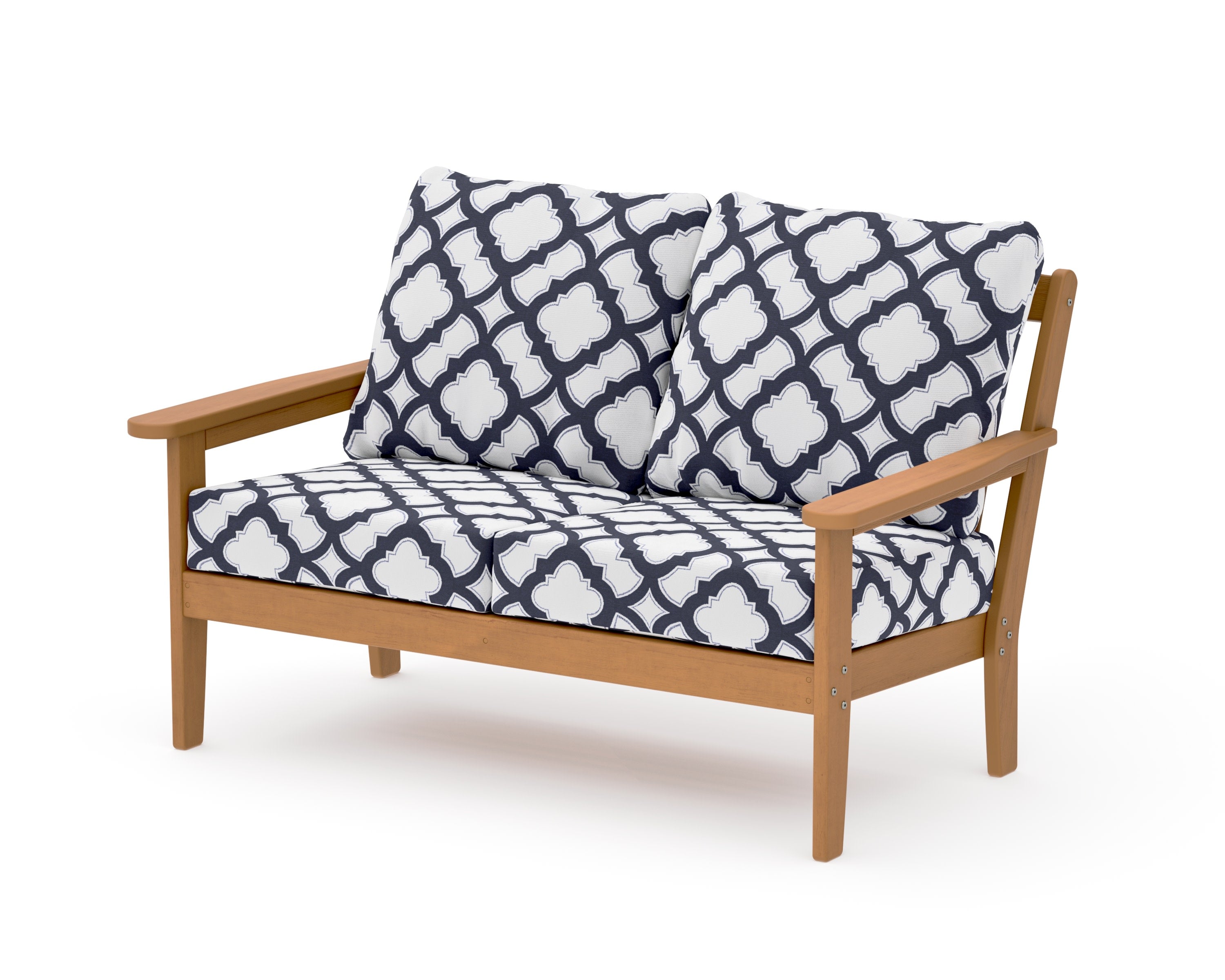 Cottage Deep Seating Loveseat in Natural / Trellis Navy