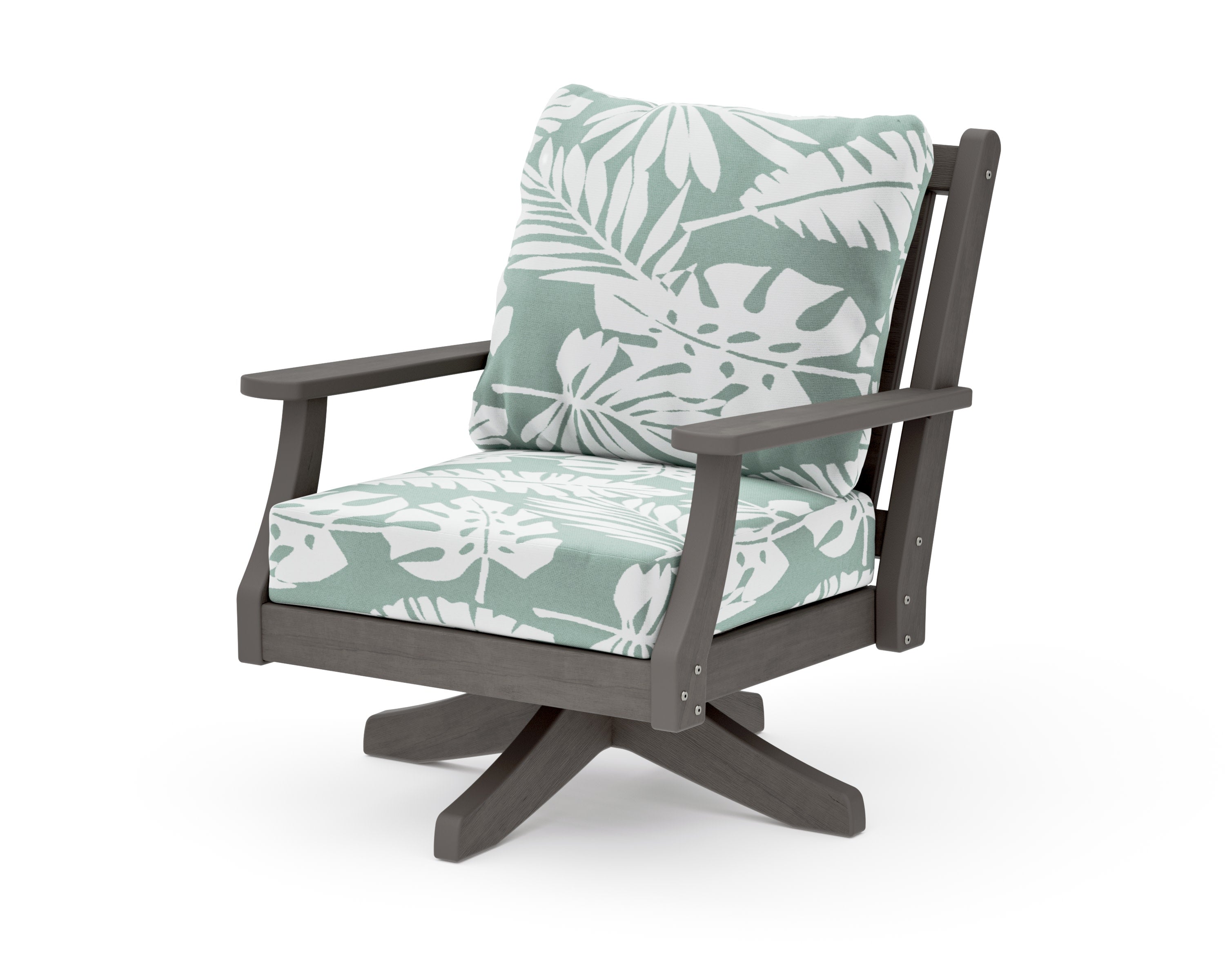Wovendale Deep Seating Swivel Chair in Driftwood / Leaf Glacier Spa