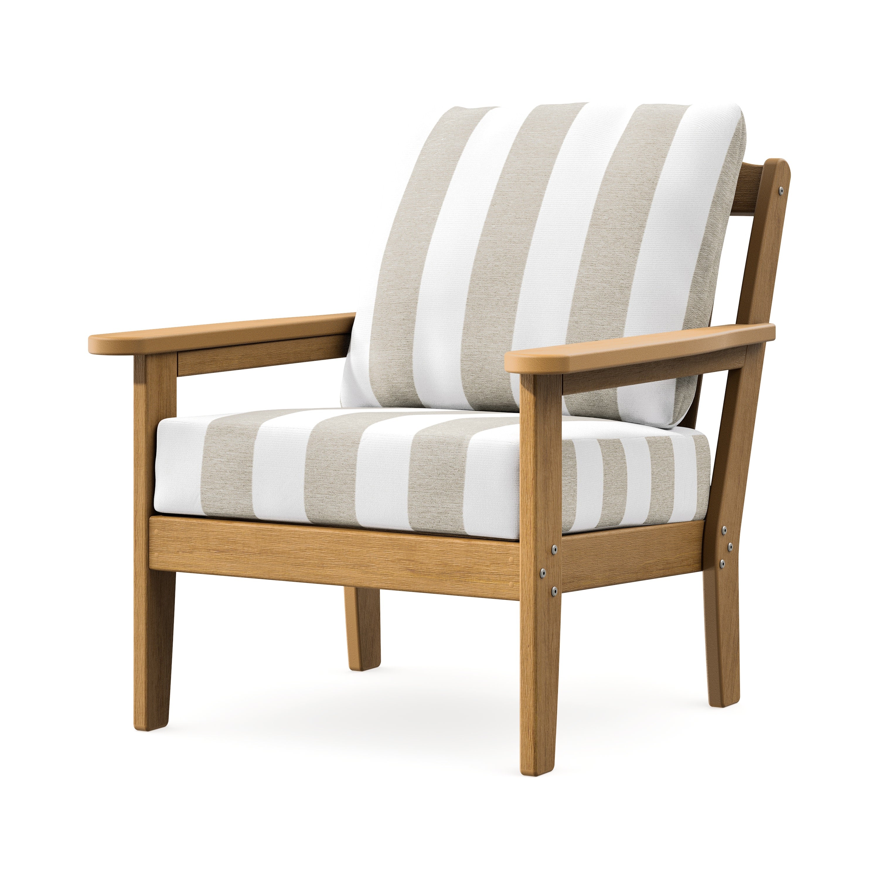 Cottage Deep Seating Chair in Natural / Cabana Stripe Dune Burlap