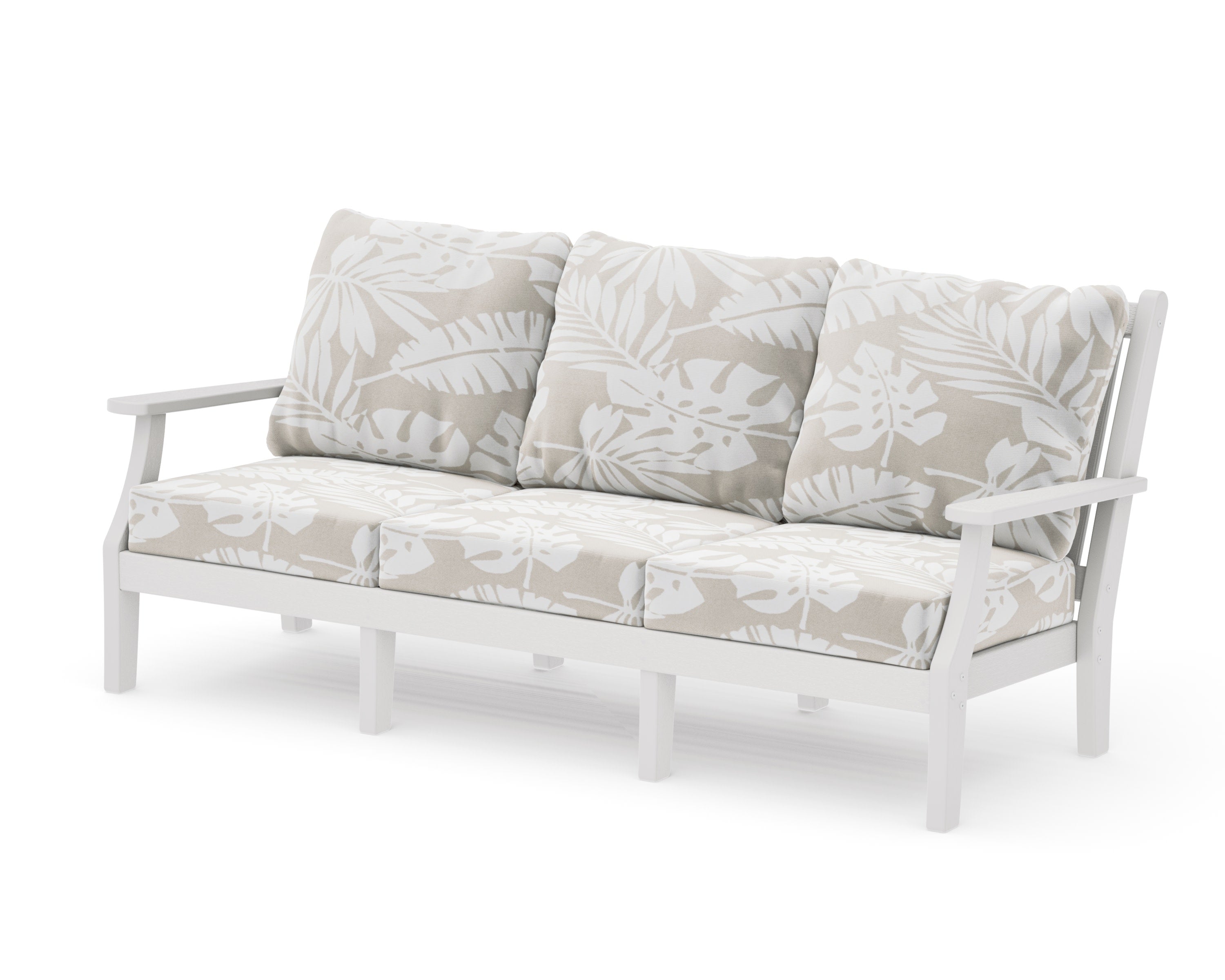 Wovendale Deep Seating Sofa in Vintage White / Leaf Dune Burlap