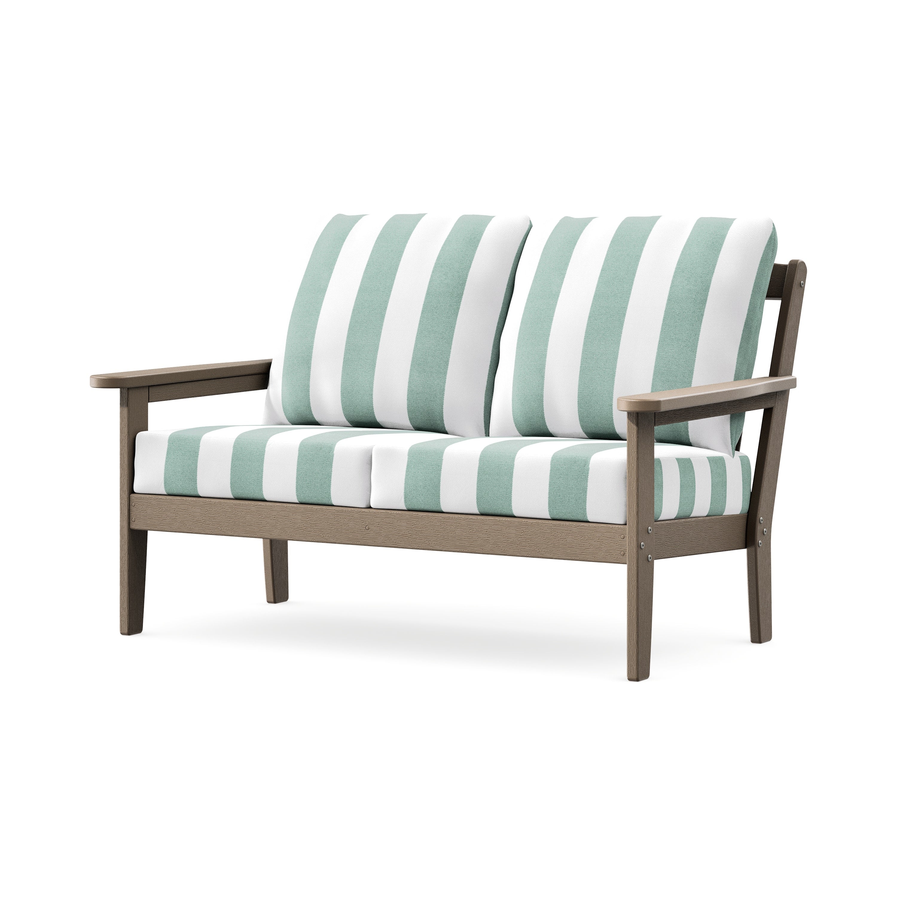 Cottage Deep Seating Loveseat in Vintage Sahara / Cabana Stripe Glacier Spa