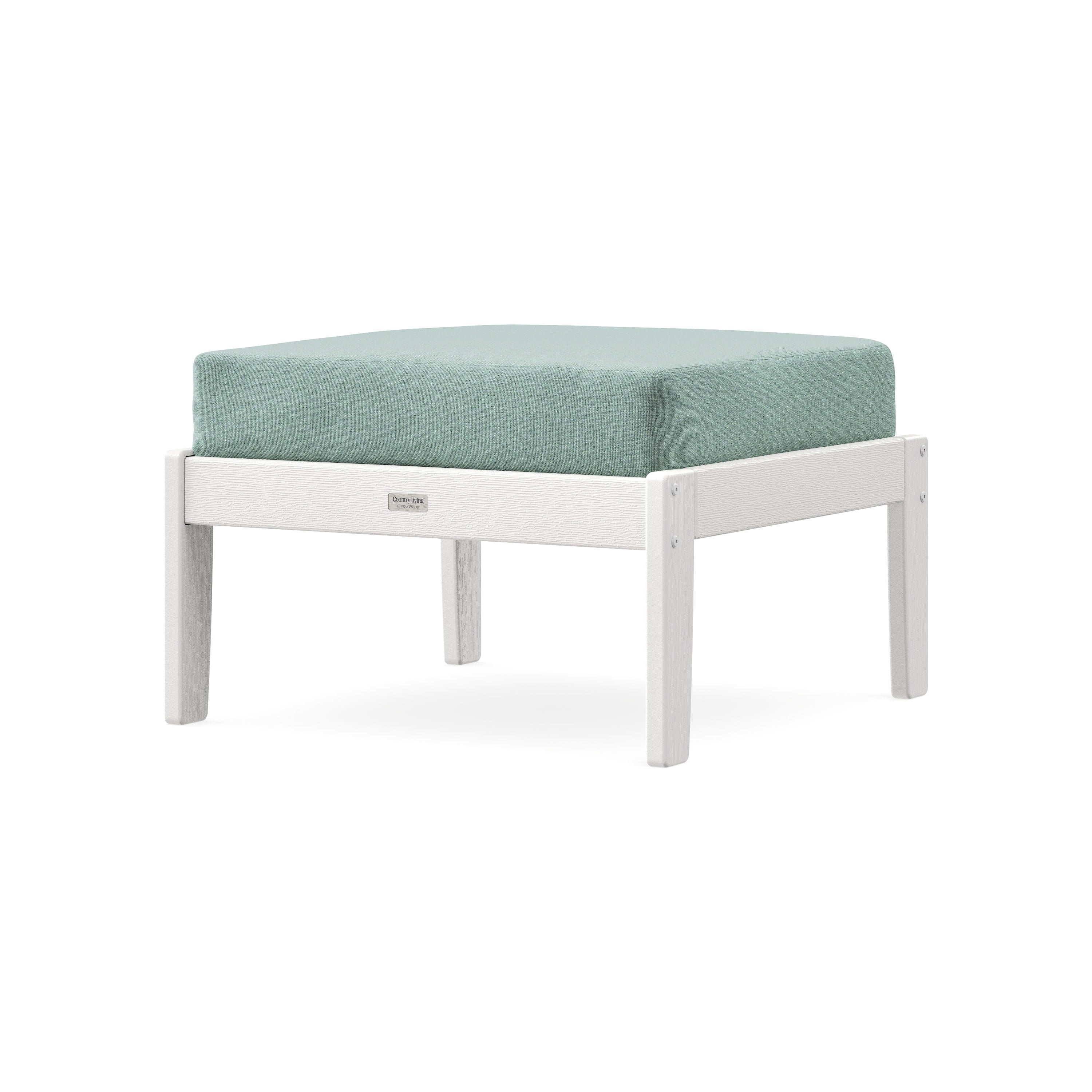 Cottage Deep Seating Ottoman in Vintage White / Glacier Spa