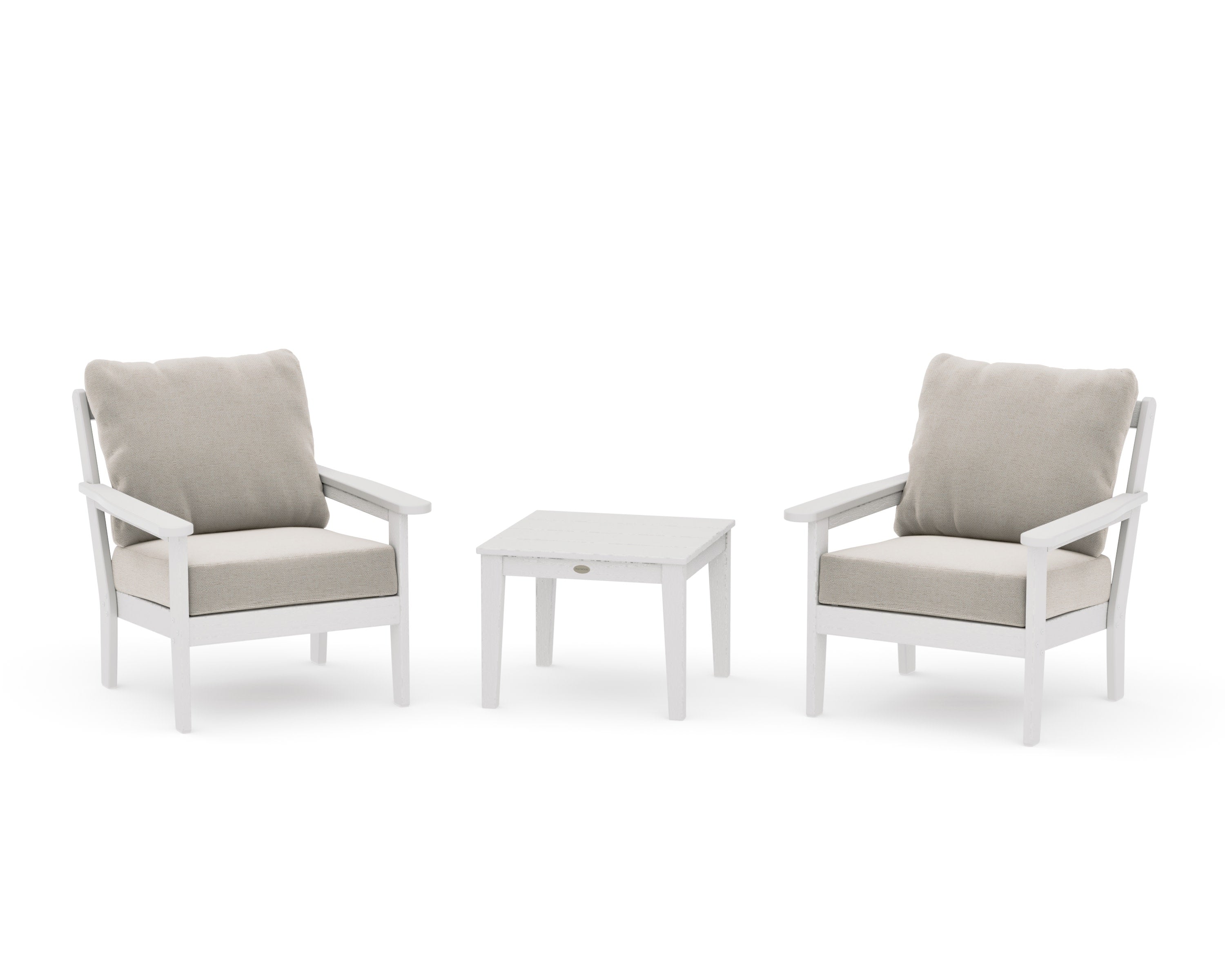 Cottage 3-Piece Deep Seating Set in Vintage White / Dune Burlap