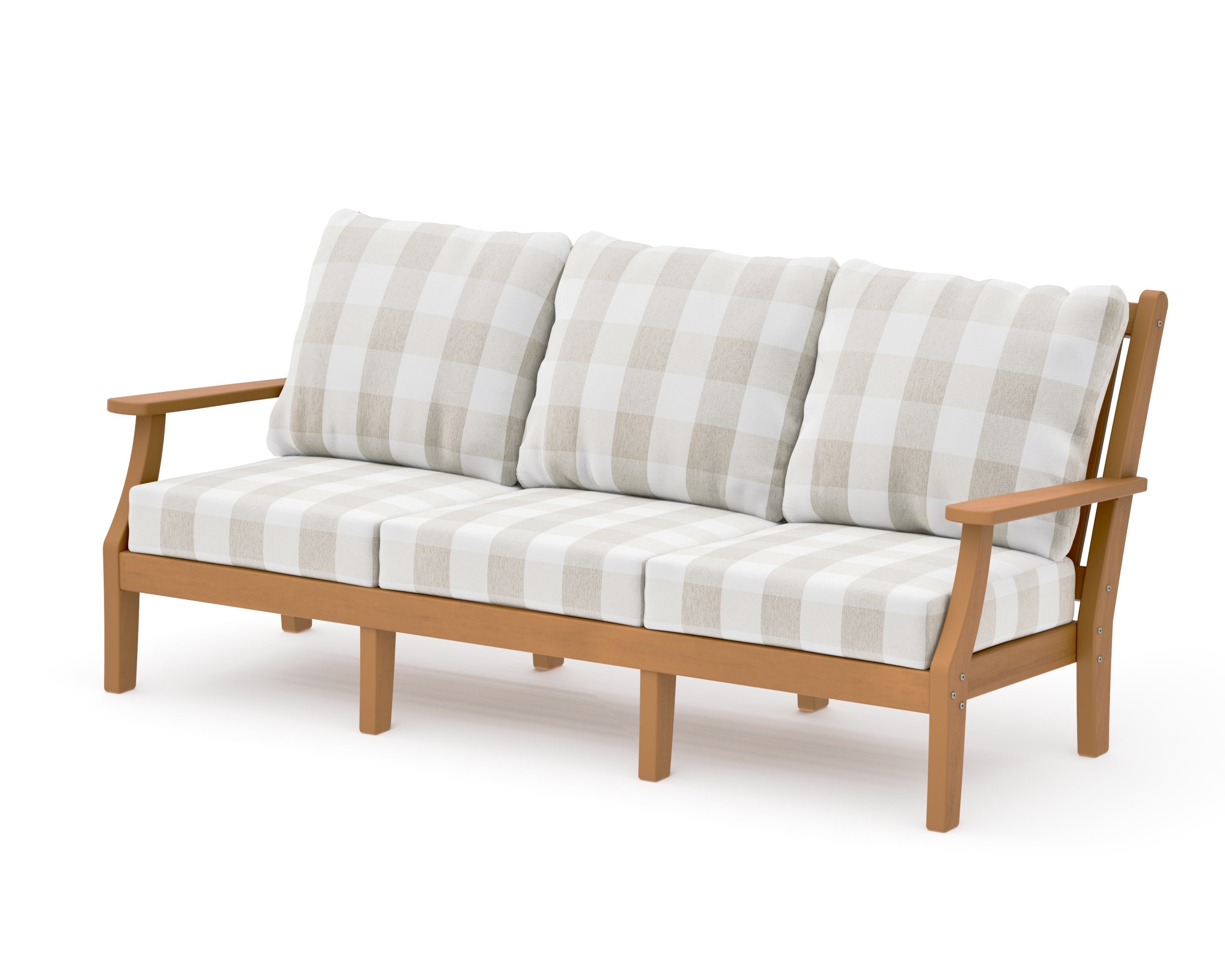 Wovendale Deep Seating Sofa in Natural / Buffalo Plaid Dune Burlap