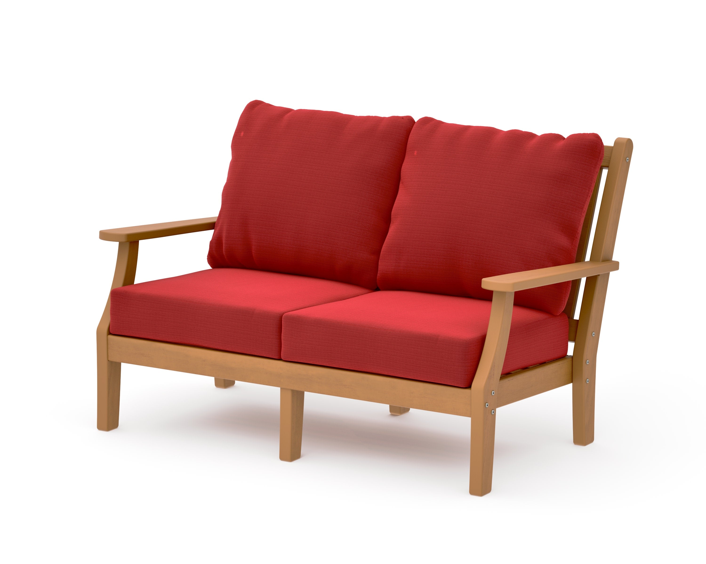 Wovendale Deep Seating Loveseat in Natural / Crimson Linen