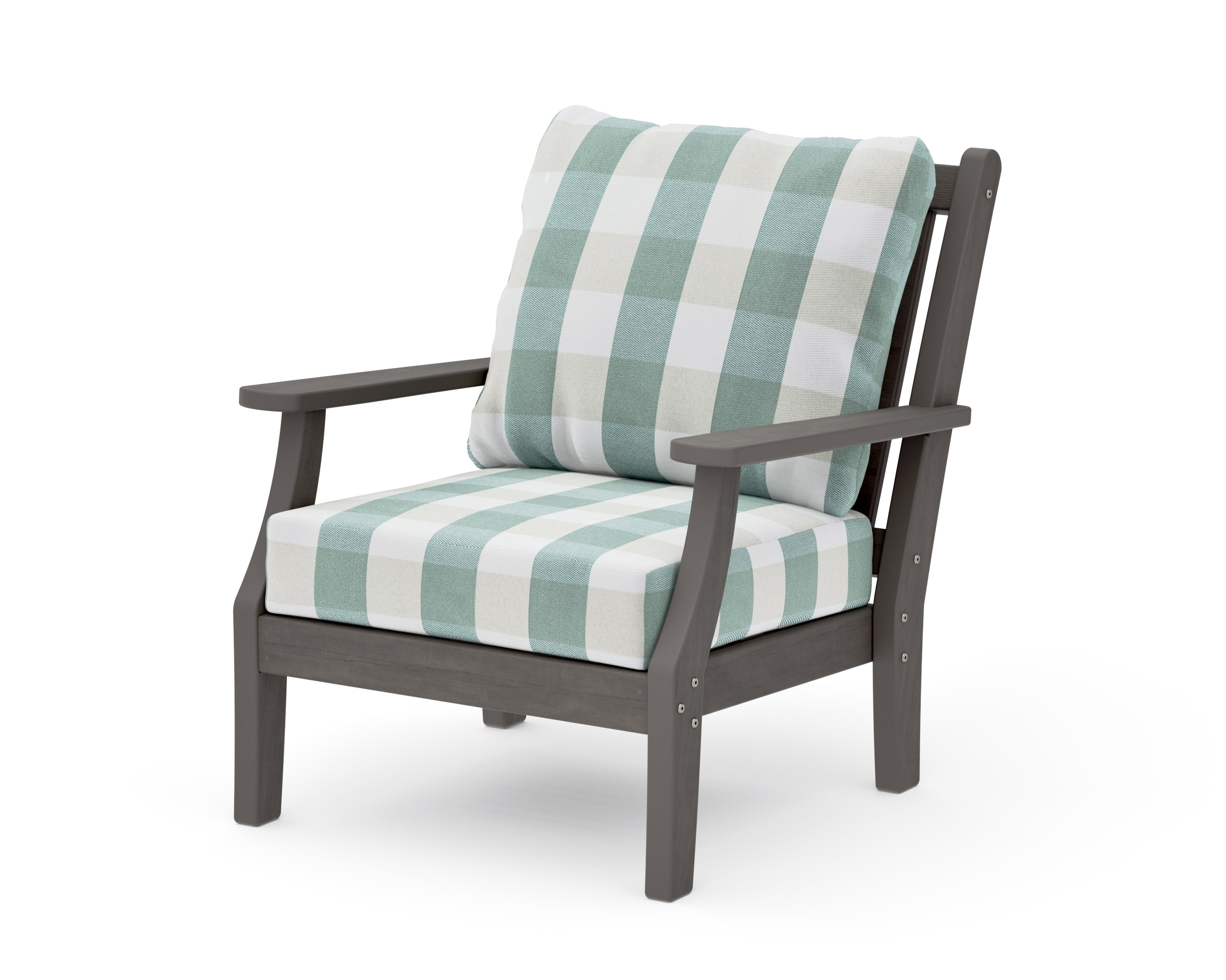 Wovendale Deep Seating Chair in Driftwood / Buffalo Plaid Glacier Spa