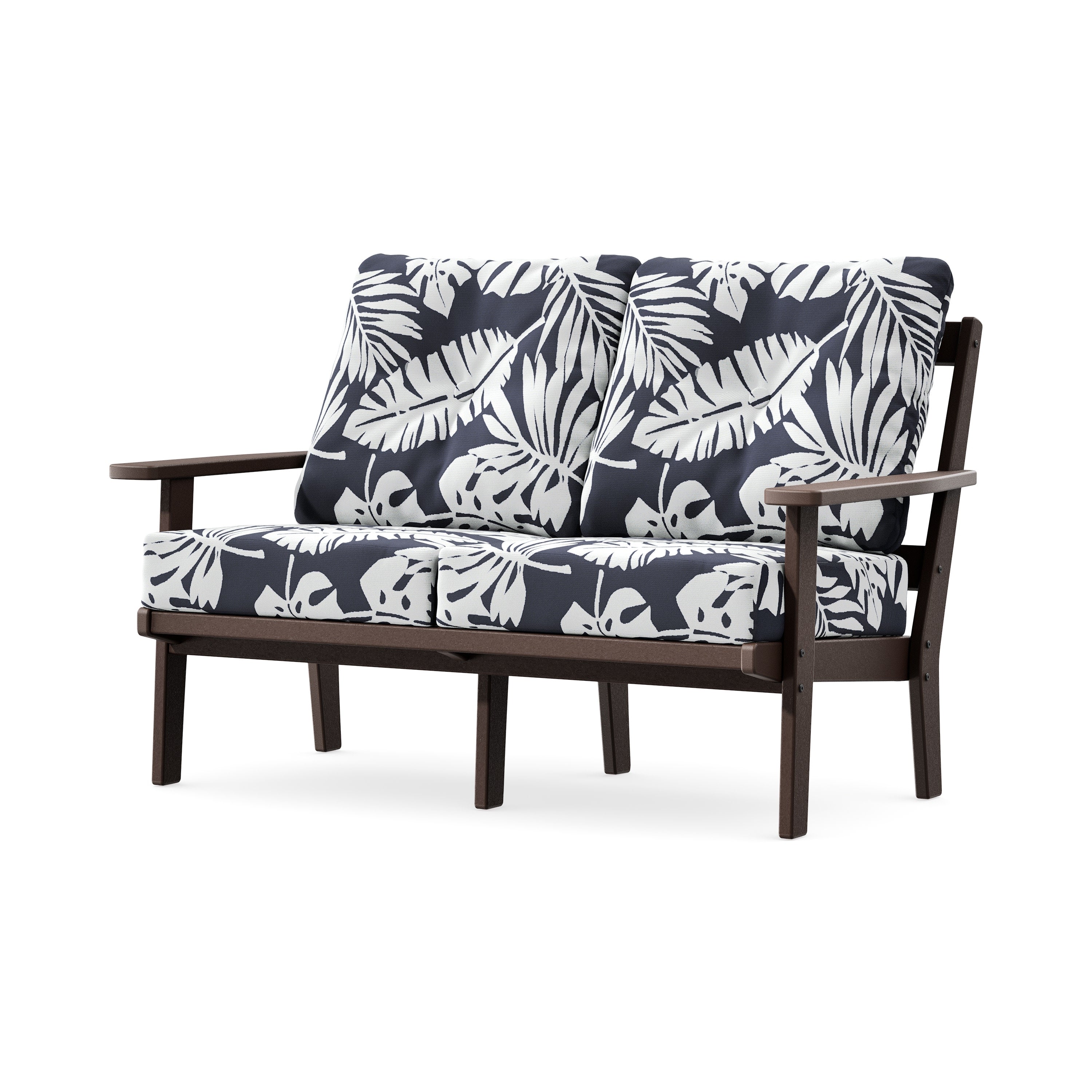Prairie Deep SeatingLoveseat in Mahogany / Leaf Navy