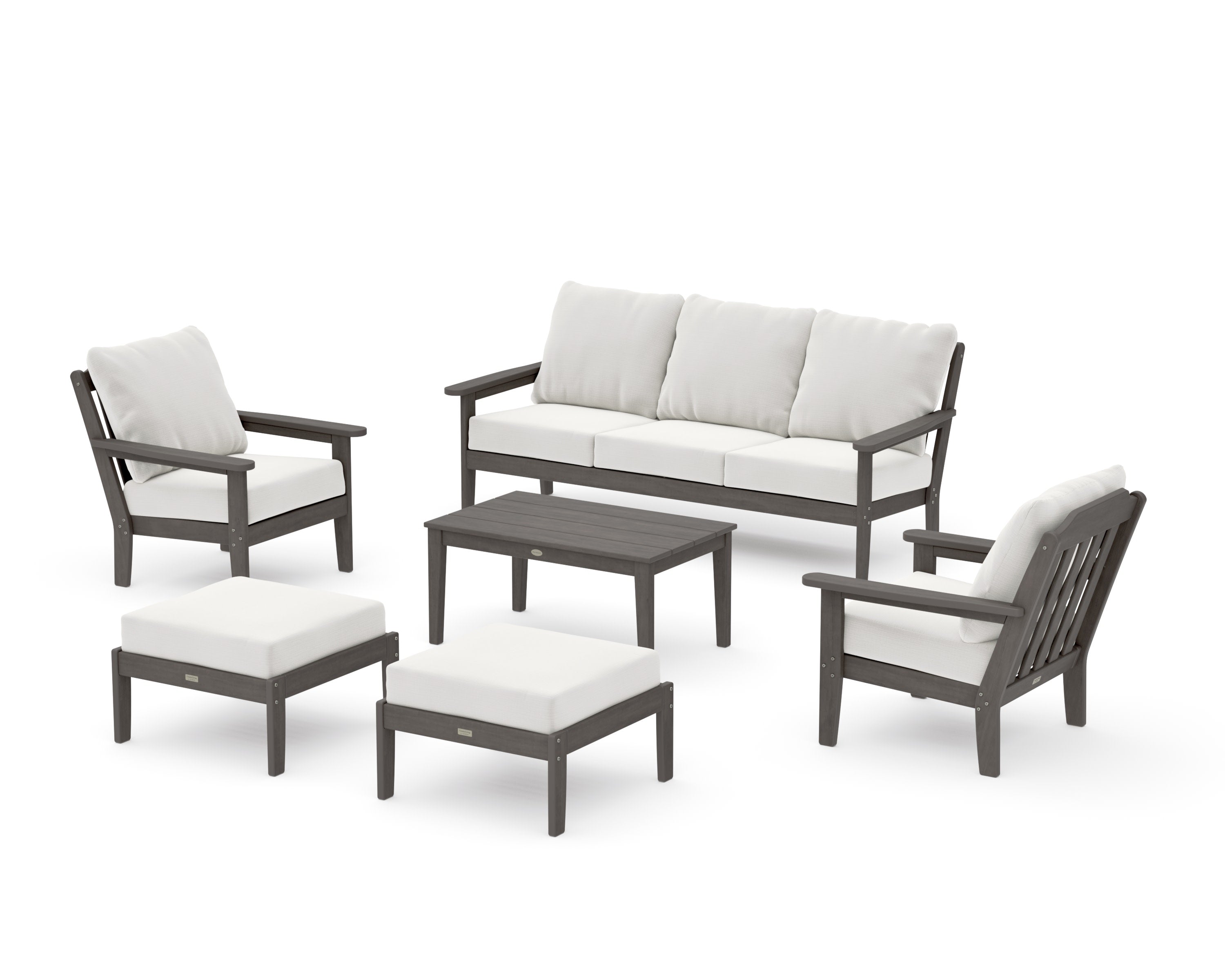 Cottage 6-Piece Lounge Sofa Set in Driftwood / Natural Linen