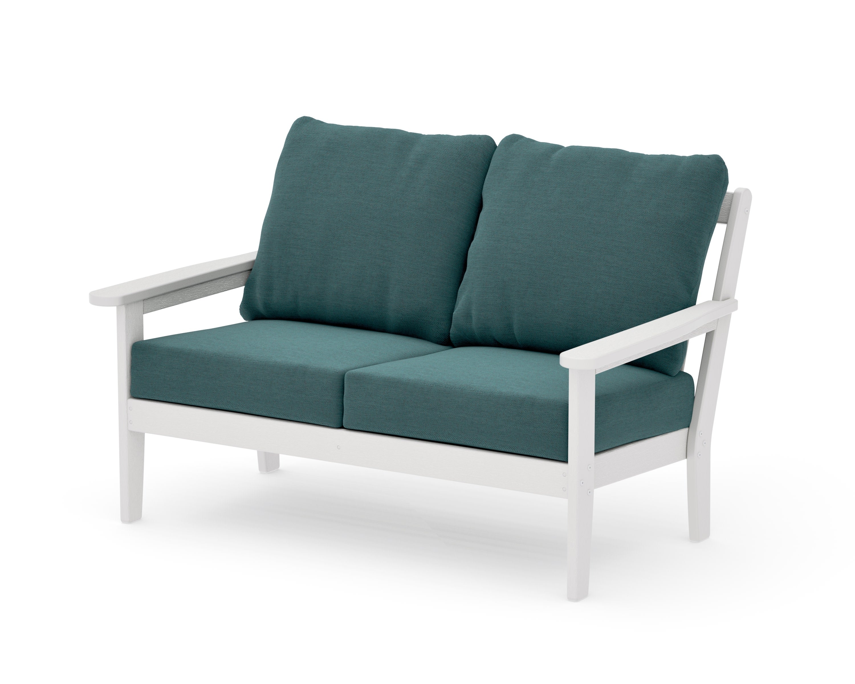 Cottage Deep Seating Loveseat in Vintage White / Ocean Teal