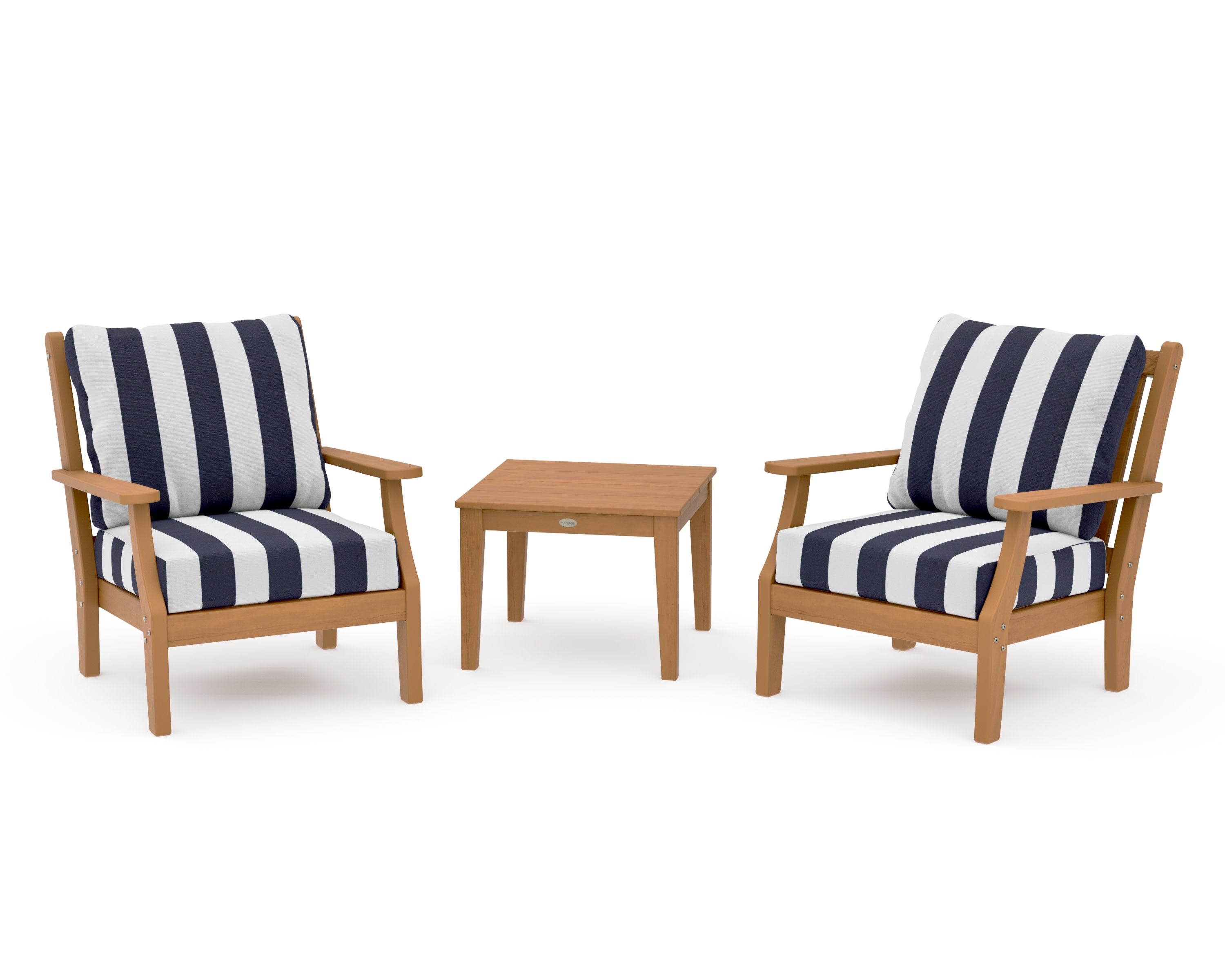 Wovendale 3-Piece Deep Seating Set in Natural / Cabana Stripe Navy