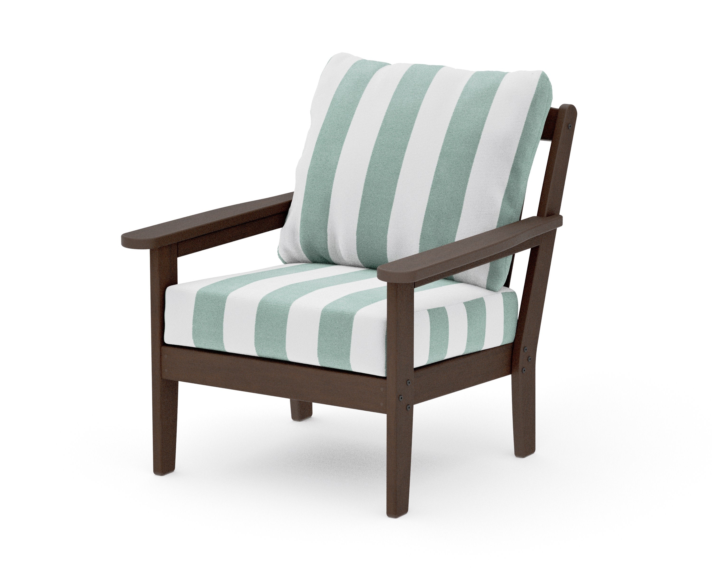 Cottage Deep Seating Chair in Kona / Cabana Stripe Glacier Spa