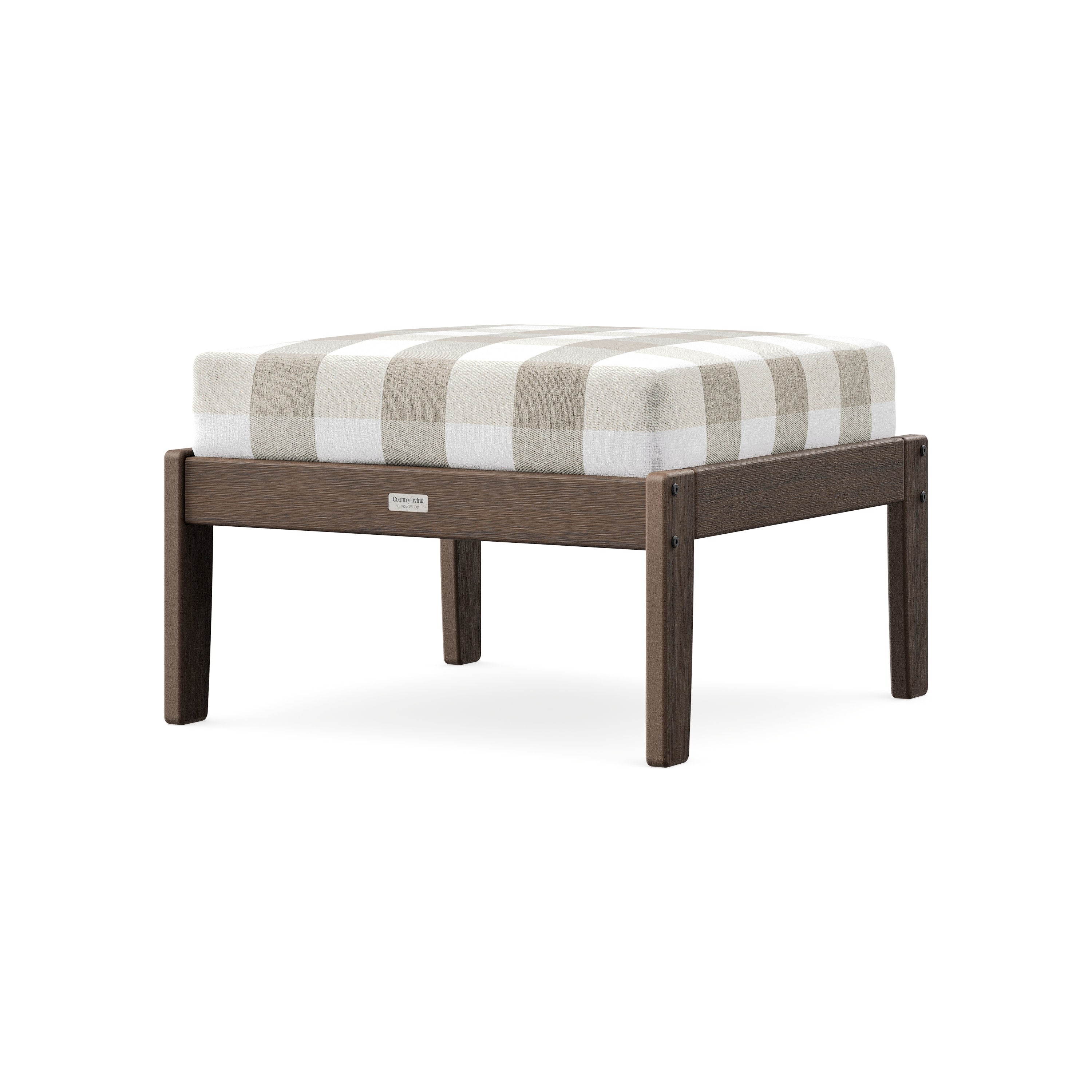 Cottage Deep Seating Ottoman in Kona / Buffalo Plaid Dune Burlap