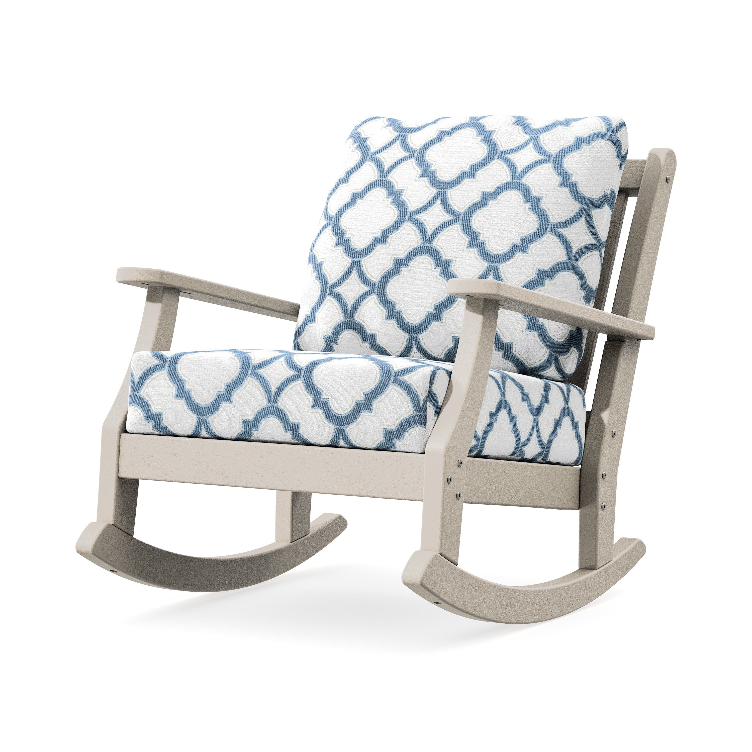 Wovendale Deep Seating Rocking Chair in Sand / Trellis Sky Blue