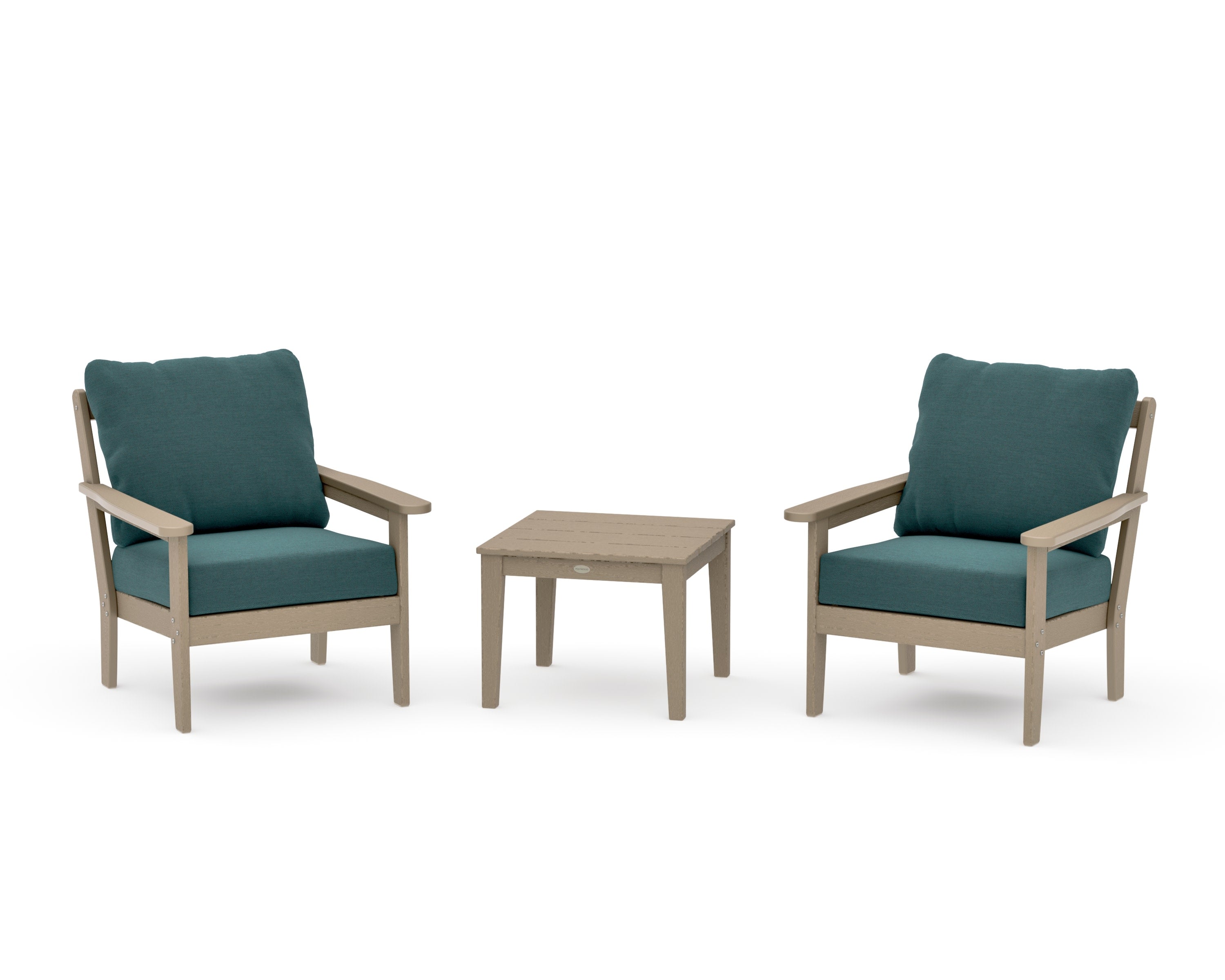 Cottage 3-Piece Deep Seating Set in Vintage Sahara / Ocean Teal