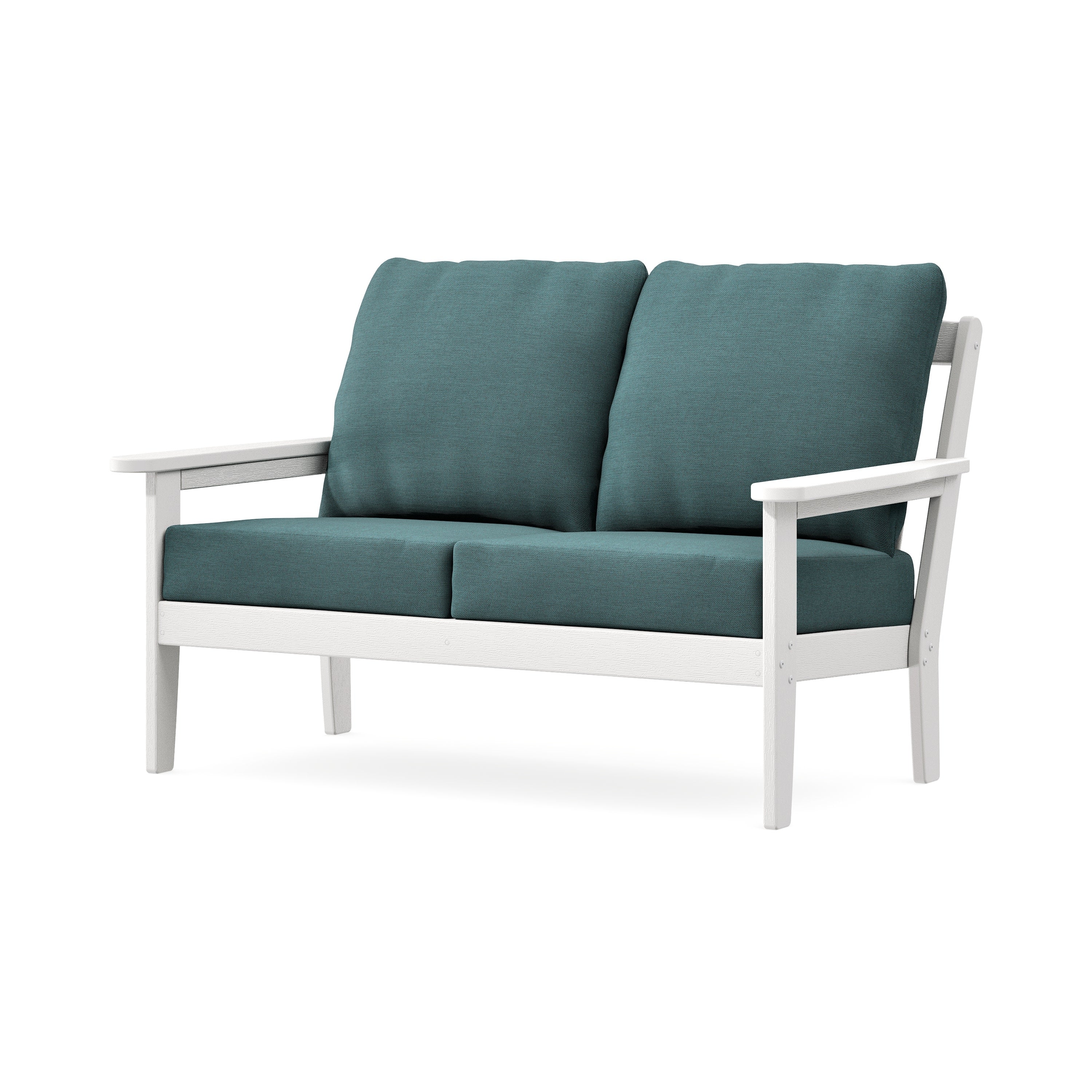 Cottage Deep Seating Loveseat in Vintage White / Ocean Teal