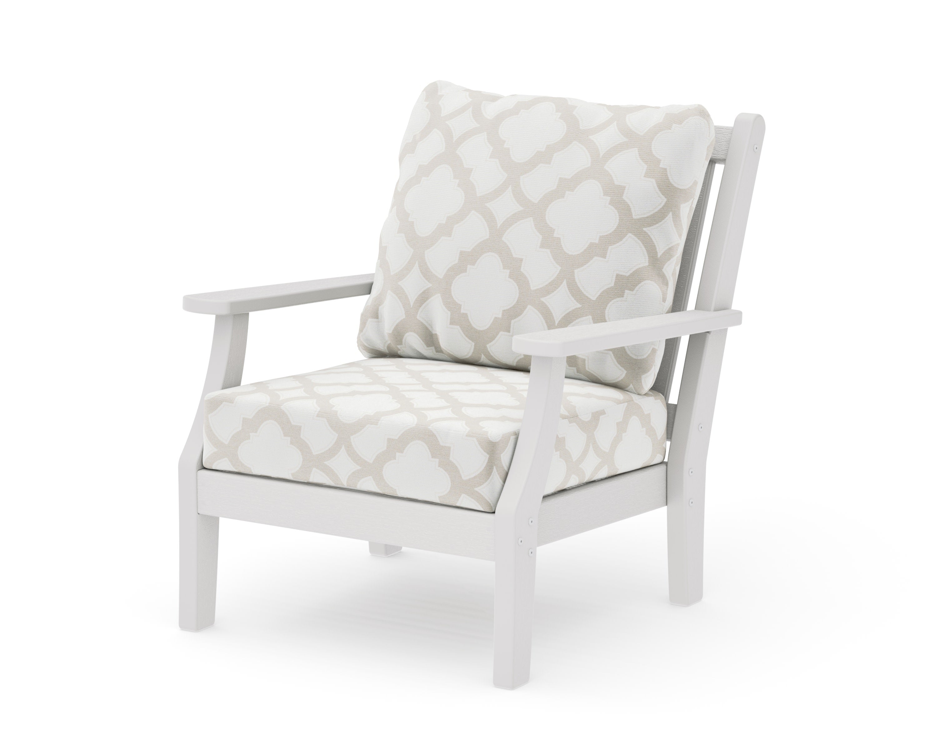 Wovendale Deep Seating Chair in Vintage White / Trellis Dune Burlap