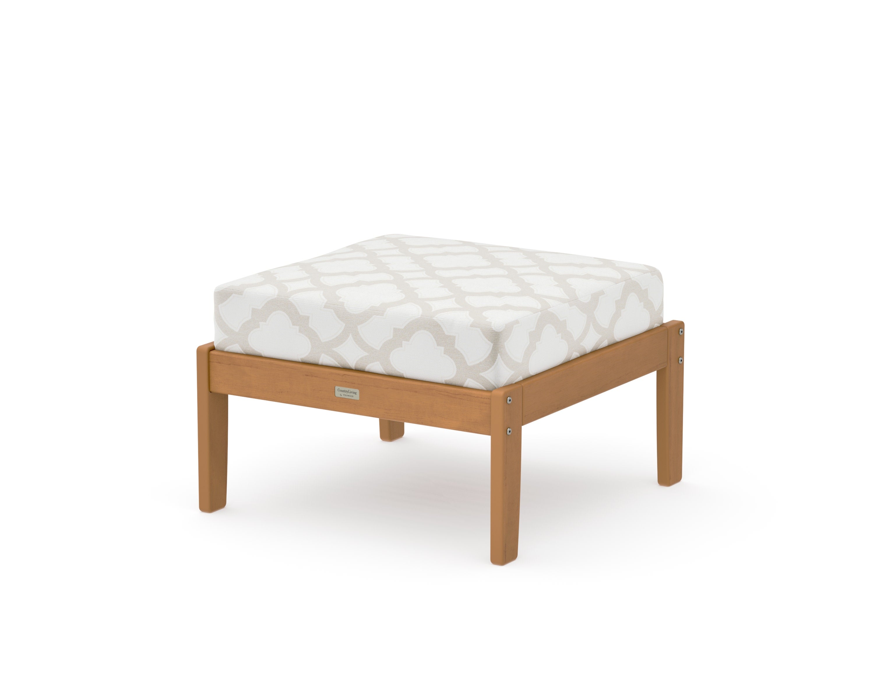 Cottage Deep Seating Ottoman in Natural / Trellis Dune Burlap