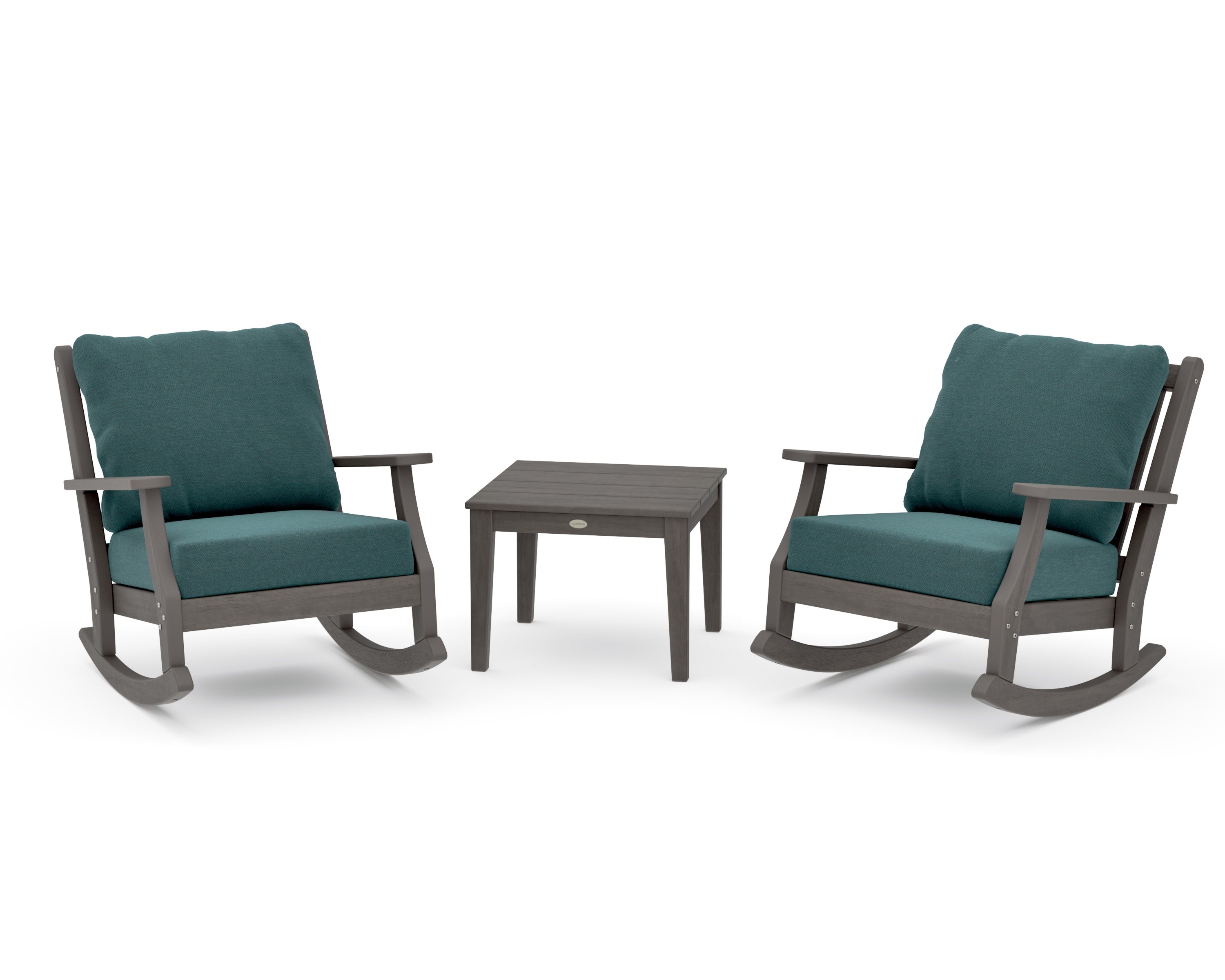 Wovendale 3-Piece Deep Seating Rocker Set in Driftwood / Ocean Teal