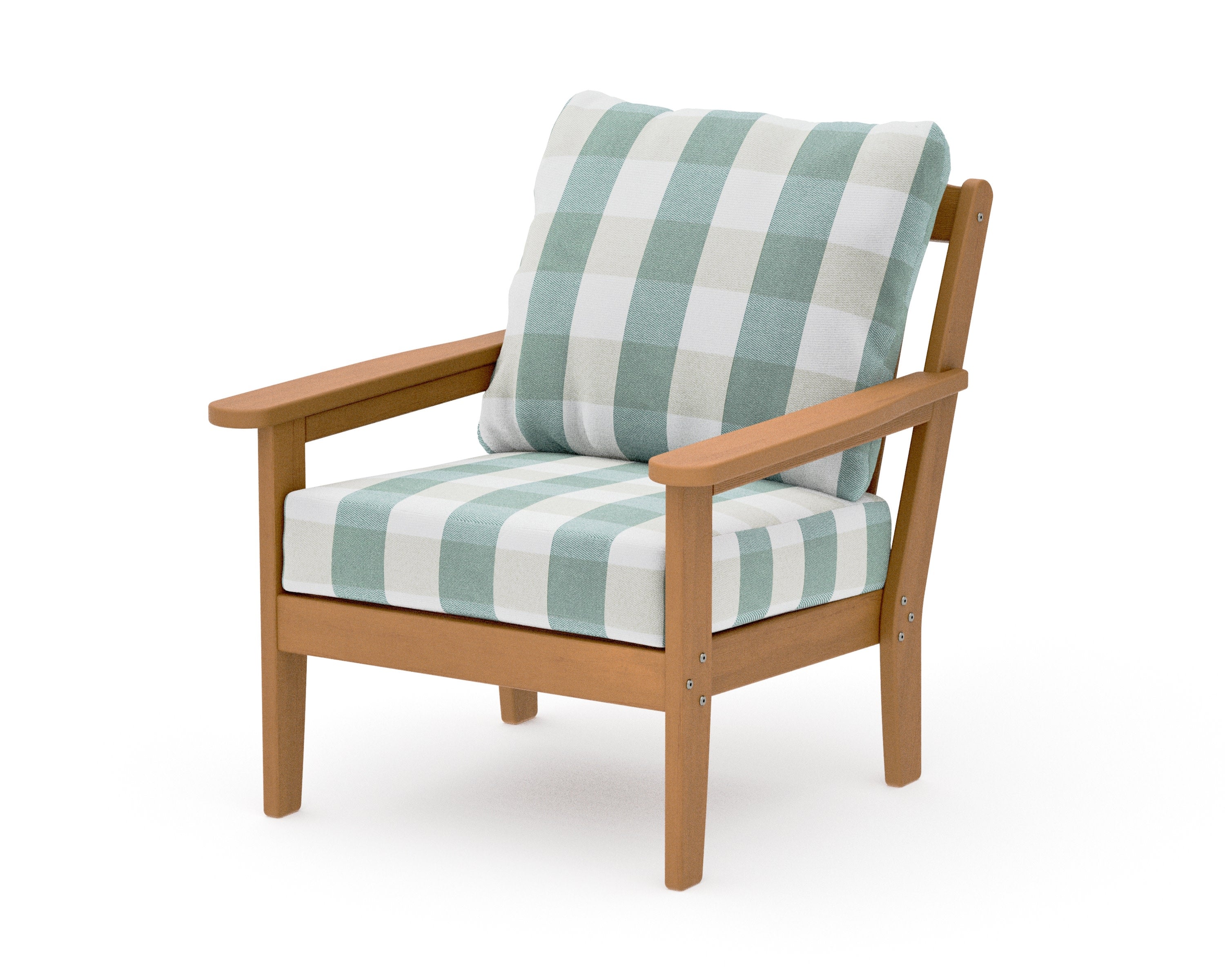 Cottage Deep Seating Chair in Natural / Buffalo Plaid Glacier Spa