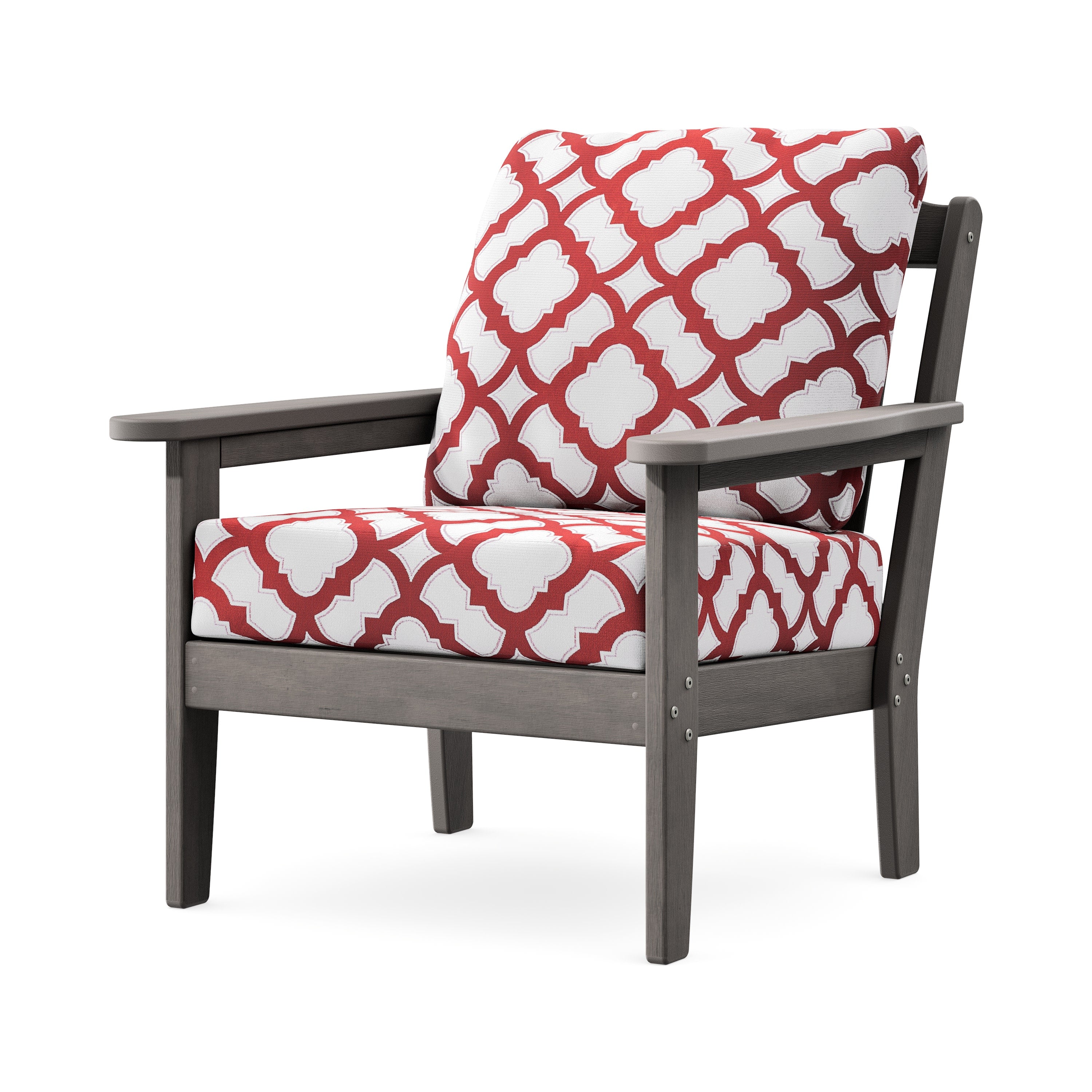 Cottage Deep Seating Chair in Driftwood / Trellis Crimson