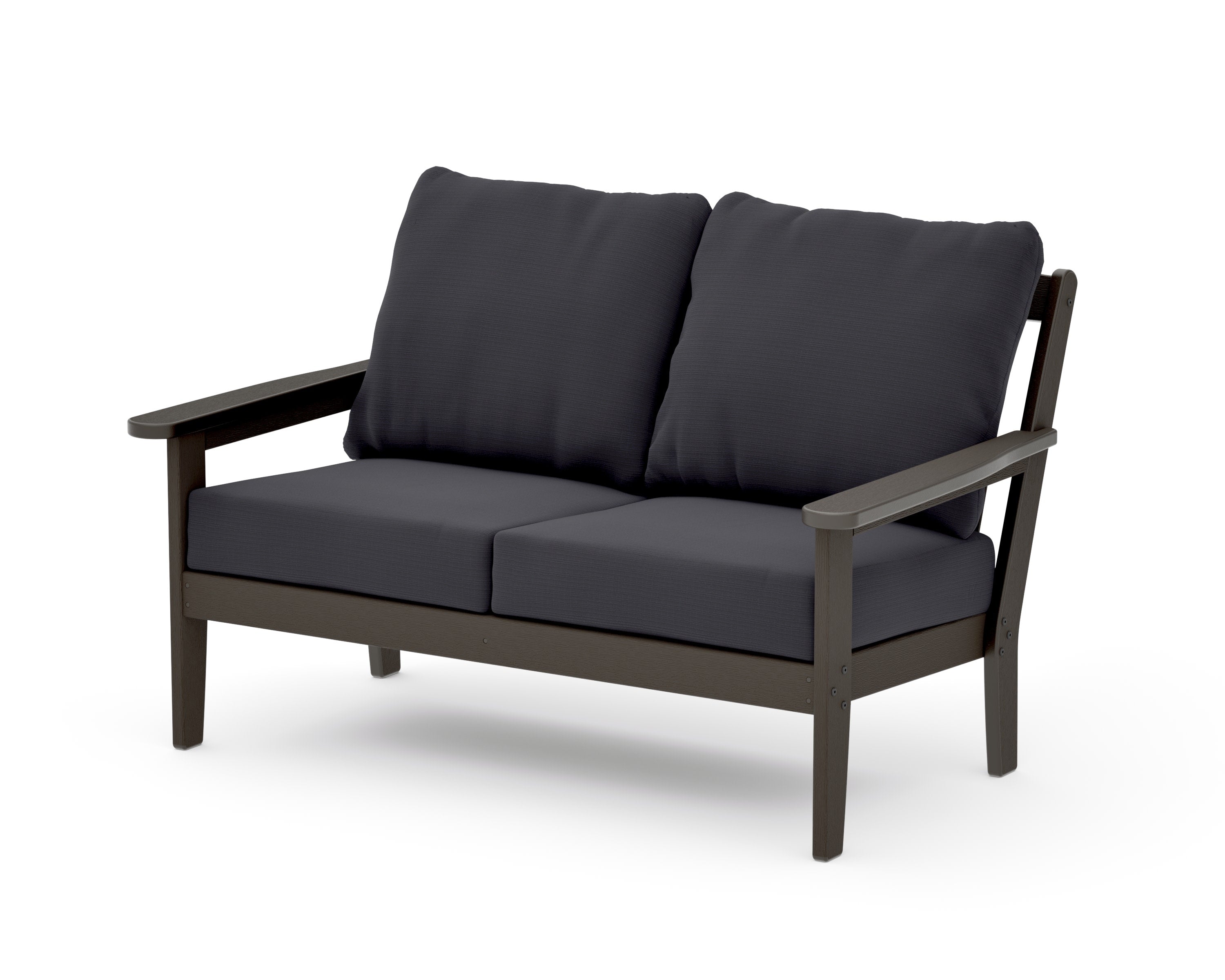 Cottage Deep Seating Loveseat in Vintage Coffee / Midnight Linen
