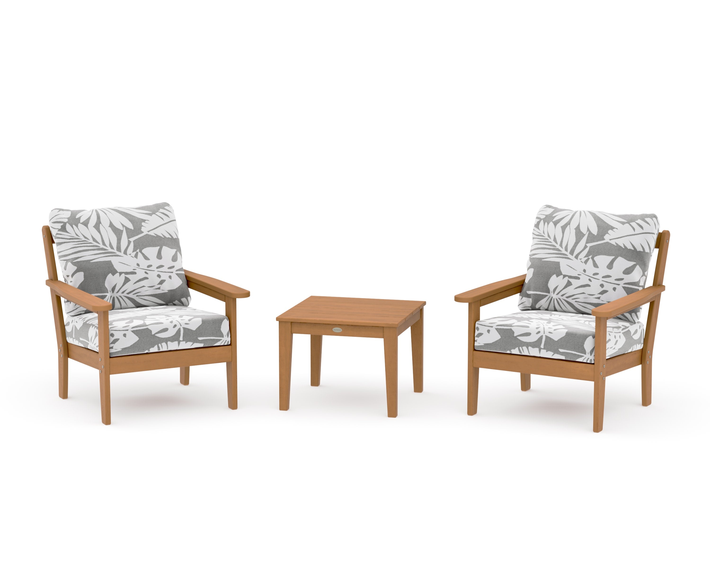 Cottage 3-Piece Deep Seating Set in Natural / Leaf Grey Mist