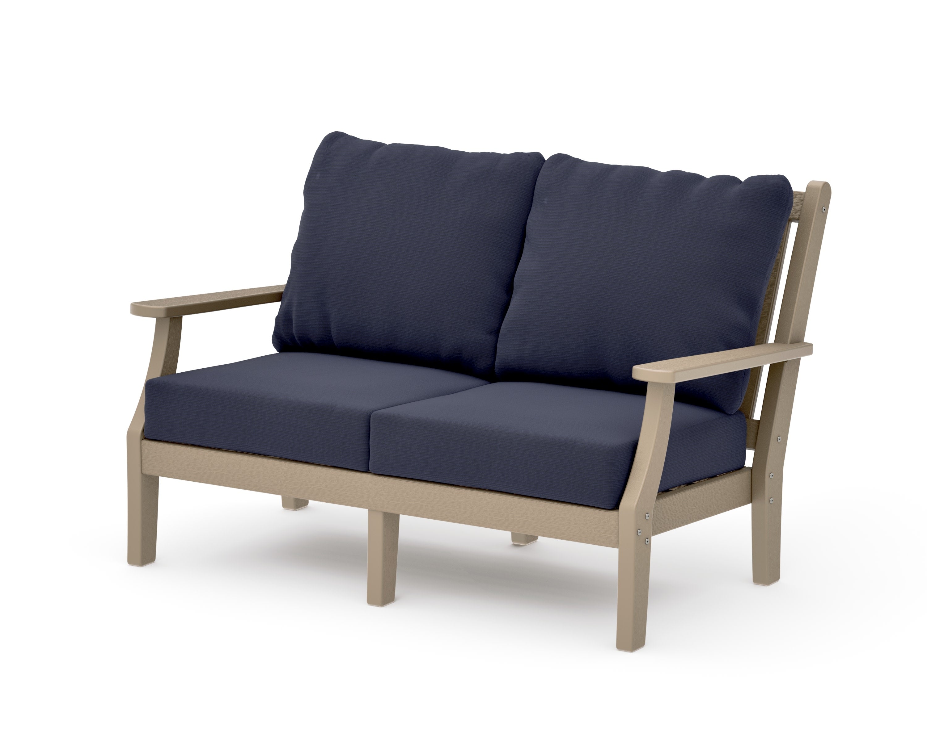 Wovendale Deep Seating Loveseat in Vintage Sahara / Navy Linen
